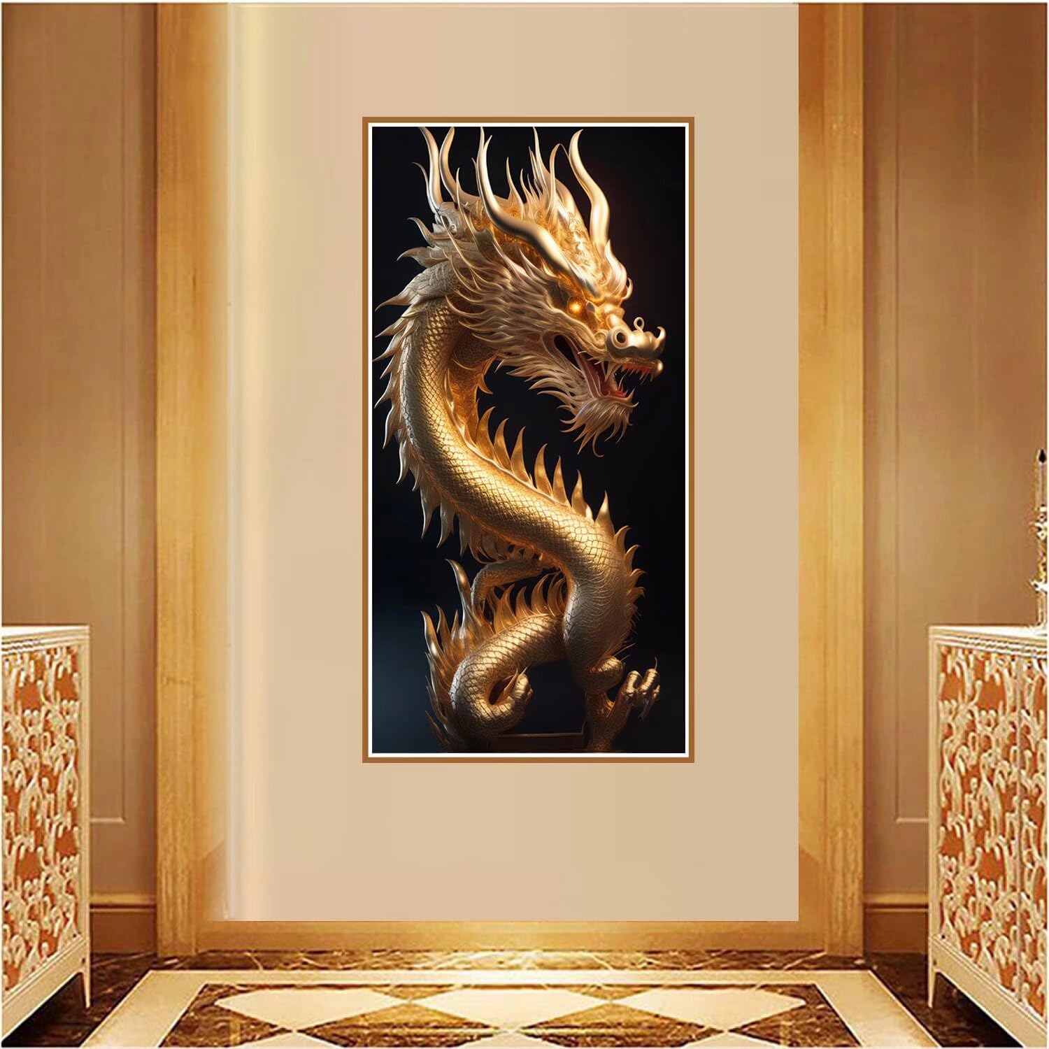 Diamond Painting Erwachsene Groß xxl 85x170cm Drache Diamant Painting Bilder Diamond Painting Set Tier Mosaikherstellung Malen Nach Zahlen für Wohnzimmer Schlafzimmer Wand Dekoration Geschenk ZL-4036