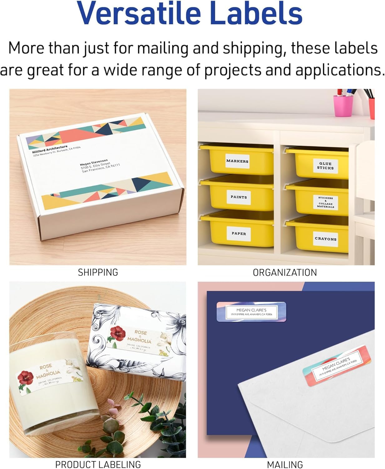 Avery Etichette facili da staccare per indirizzi stampabili con feed sicuro, 1 "x 2-5/8" adesivi personalizzabili, 10.020 etichette bianche vuote, ideali per spedizione, spedizione e altro ancora