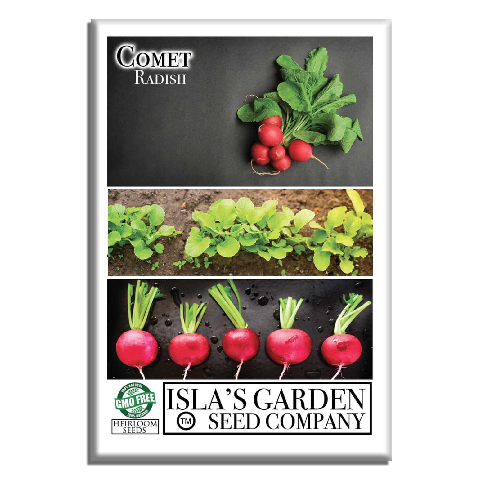 Comet Radish Seeds (Raphanus sativus) – 200+ Heirloom Non-GMO Seeds by Isla’s Garden Seeds, Fast-Growing & Crisp, Mild Flavor, Perfect for Salads,