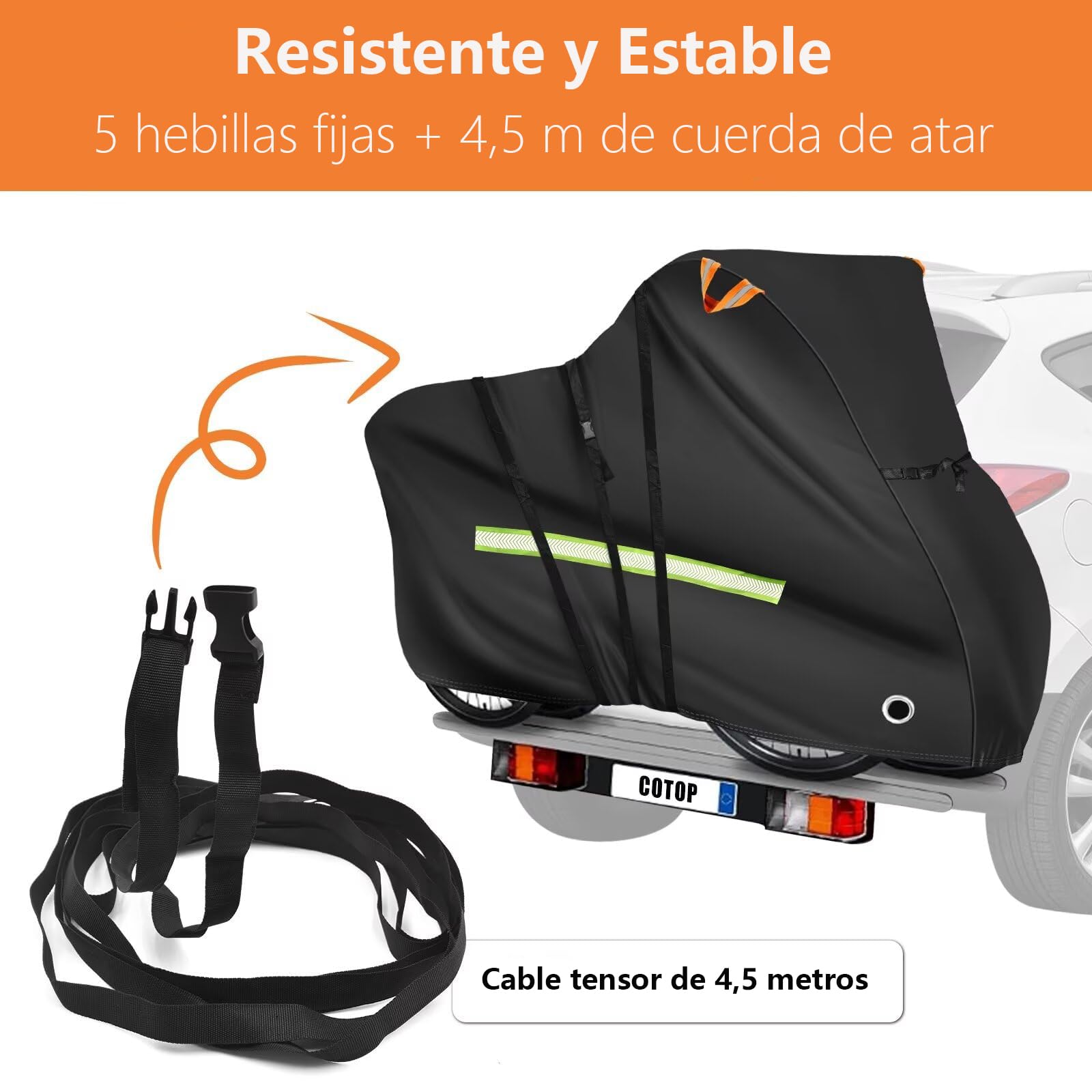 COTOP Funda protectora de autocaravana para bicicletas, funda bicicleta 600D impermeable para transporte, robusta funda de bicicleta Oxford portabicicletas trasera