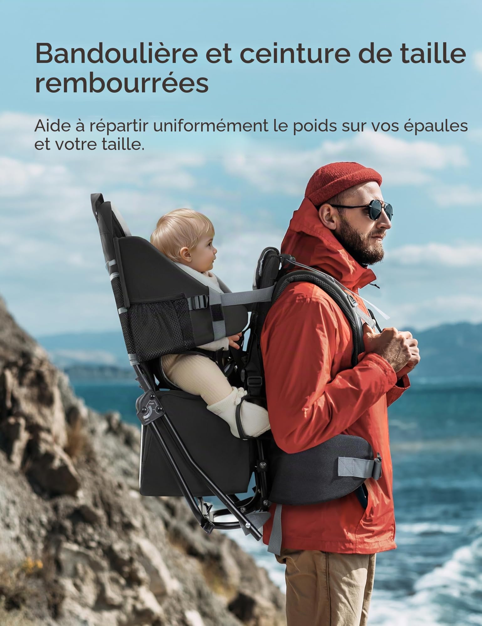 besrey Porte-bébé de randonnée, Sac à dos pour enfant, à usage en extérieur, Pliable