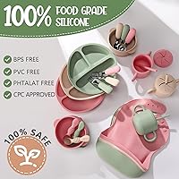 Vista 2 de Yinder Juego de alimentación para bebé de silicona de 24 piezas para destete LED Incluye platos divididos con succión, cuencos suaves, cucharas