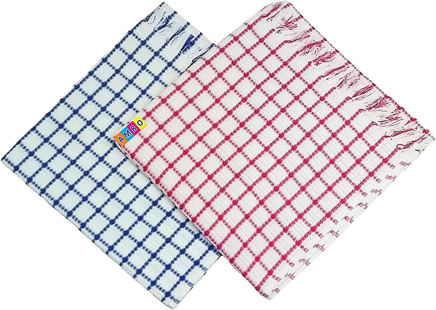 Amro Beautility Needs Thin Soft and Highly Water Absorbent Cotton Bath Towel Full Size : 70 X 140 cm, Blue & RED, Combo Set of 2