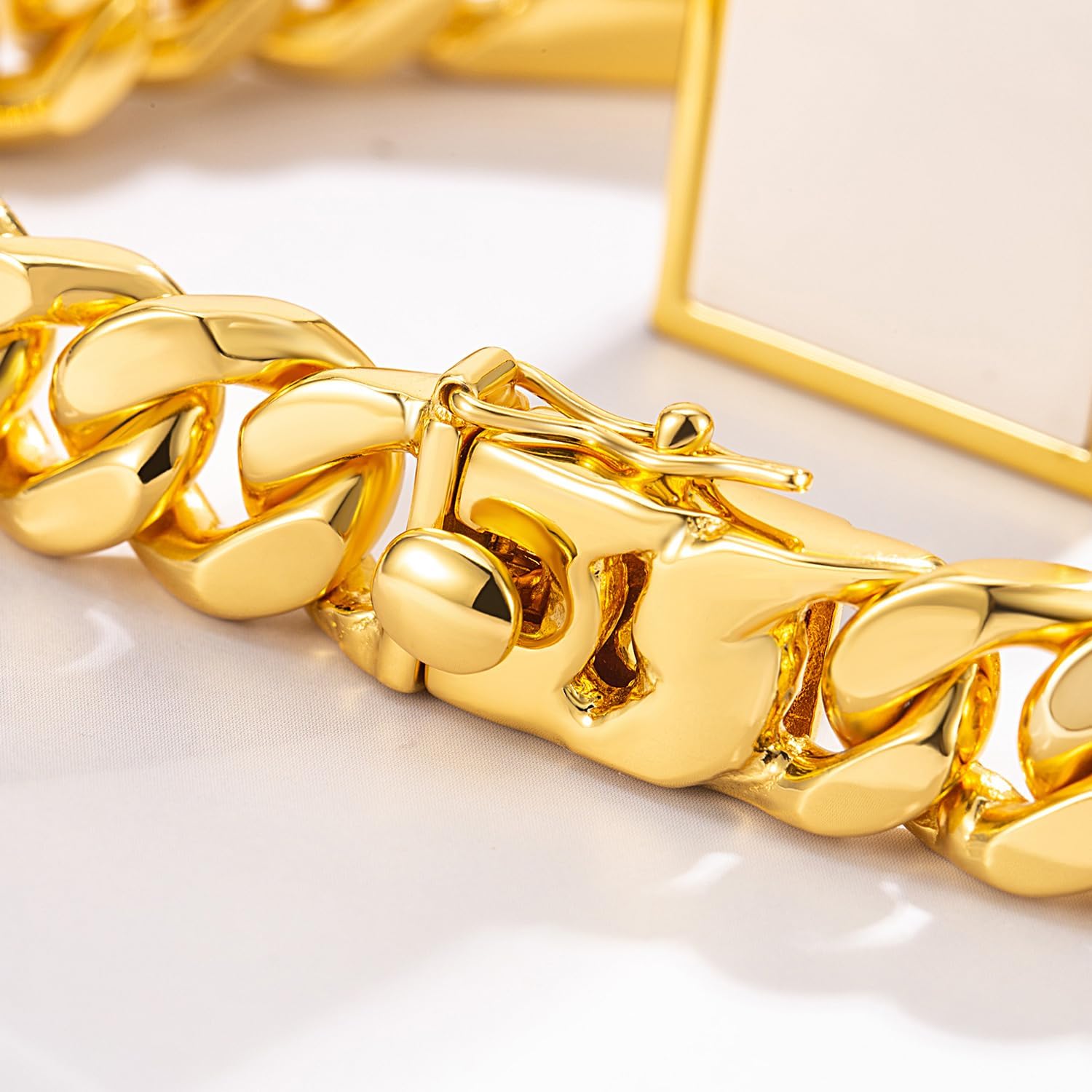 Dankadi Men 925 Sterling Silver Solid Miami Cuban Link Chain Bracelet 12MM Rectangular Card Bangles 7 "7.5" 8 "8.5" 9 "9.5" 10" Thick Big Curb Cuban Chain Jewelry Gift (Gold, 7 inch)