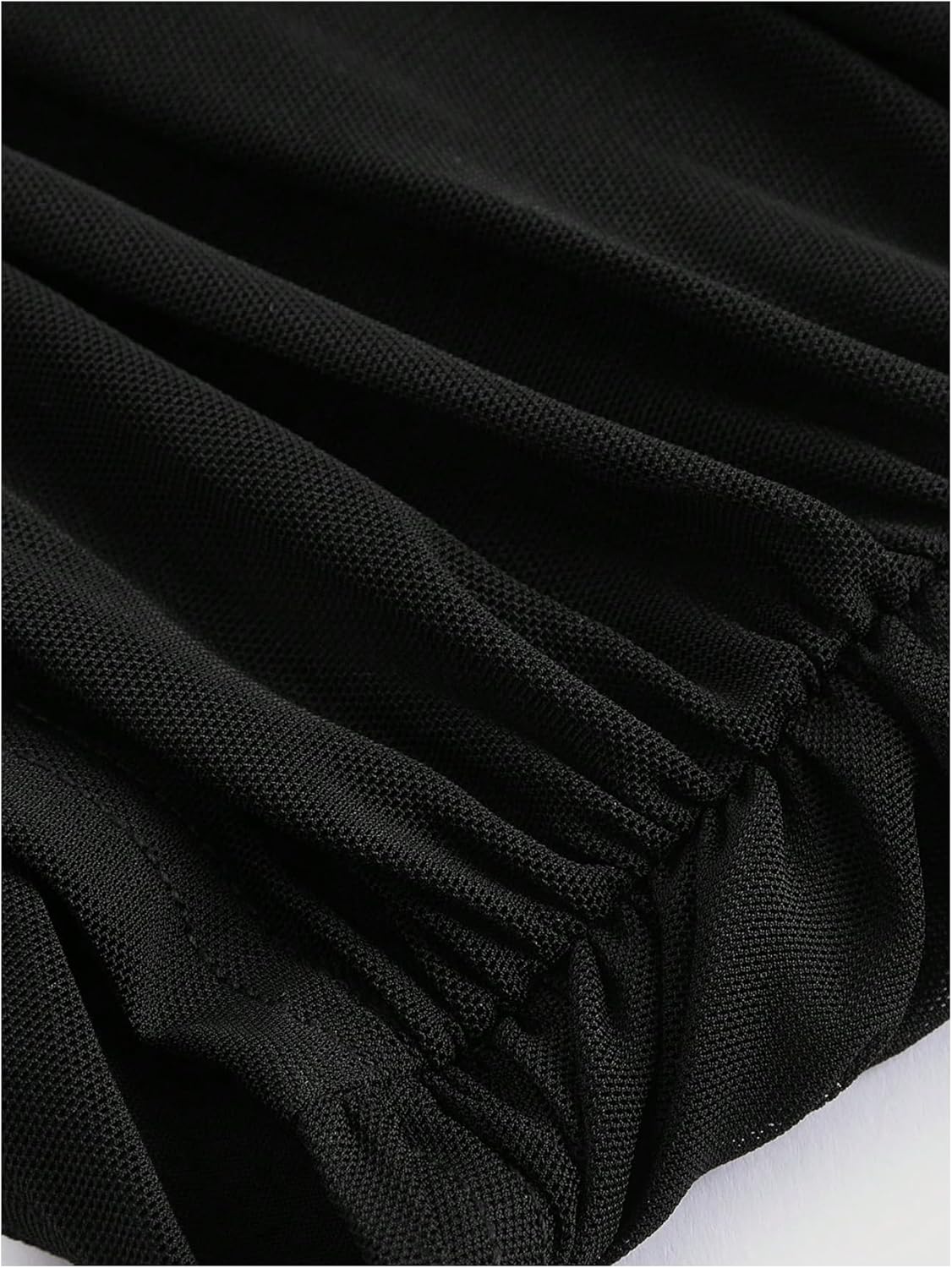 Women's Y2K Off The Shoulder Tops Long Bell Sleeve Mesh Shirt Ruched Crop Top Rave Clubwear - Image 4