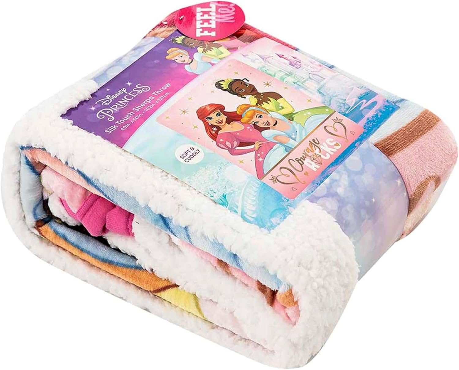 NORTHWEST Disney Princess Silk Touch Sherpa Throw Blanket, 40" x 50", Rocking Princesses - Image 3