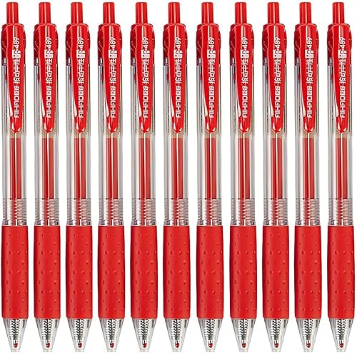 Sencoo Paquete de 10 bolígrafos de gel rojos, retráctiles, punta fina, bolígrafo de escritura para oficina, escuela, estudiantes, regalo