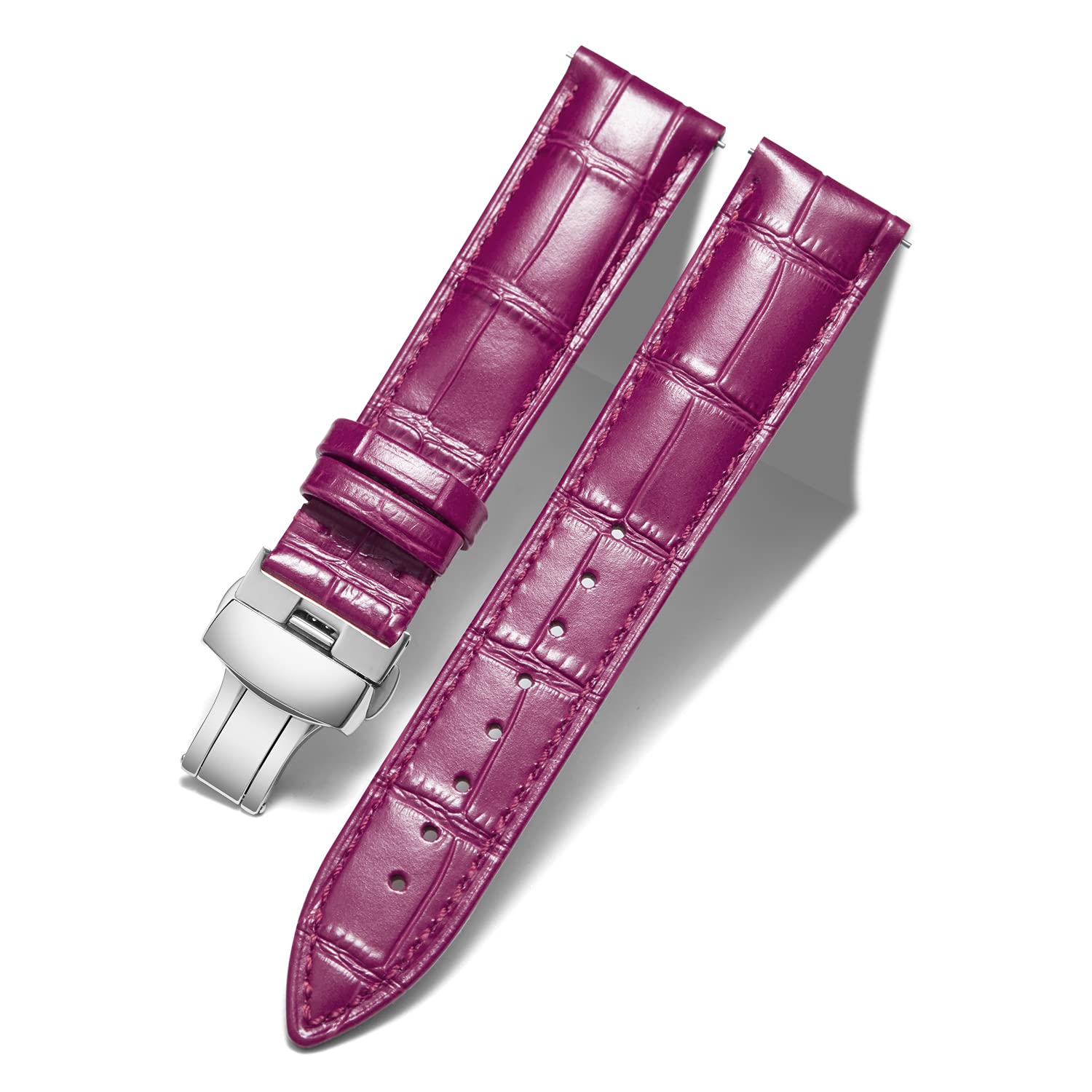 BINLUN Leather Watch Bands Replacement Alligator Pattern Watch Strap for Men Women with Silver/Gold/Rose Gold Butterfly Deployment Buckle 12mm 13mm 14mm 16mm 17mm 18mm 19mm 20mm 21mm 22mm 23mm 24mm — view 26