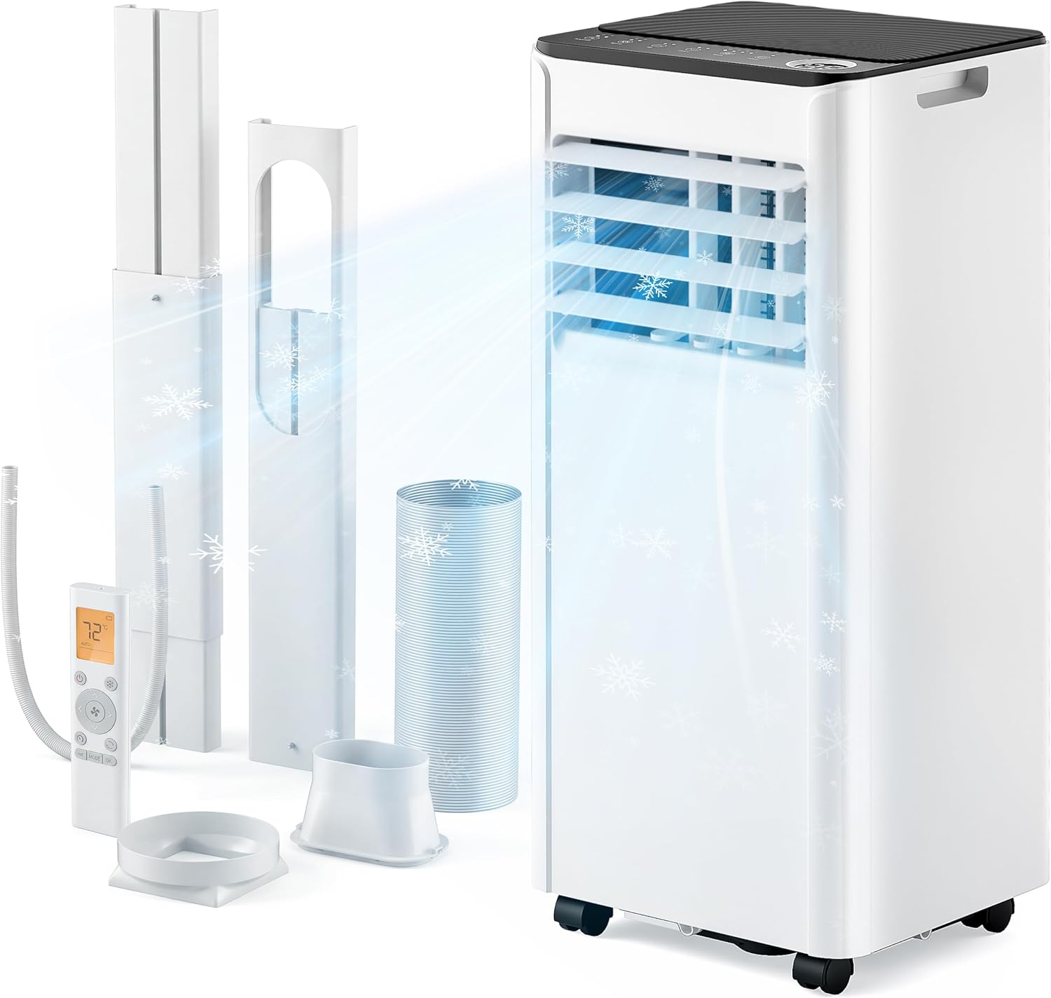 EUHOMY Portable Air Conditioners 8,000 BTU, Cools Up to 350 Sq.Ft, 4-in-1 Portable AC Unit with Cool, Fan, Dehumidifier Sleep Modes, 24H Timer, Remote, Window Installation Kit for Bedroom Living Room