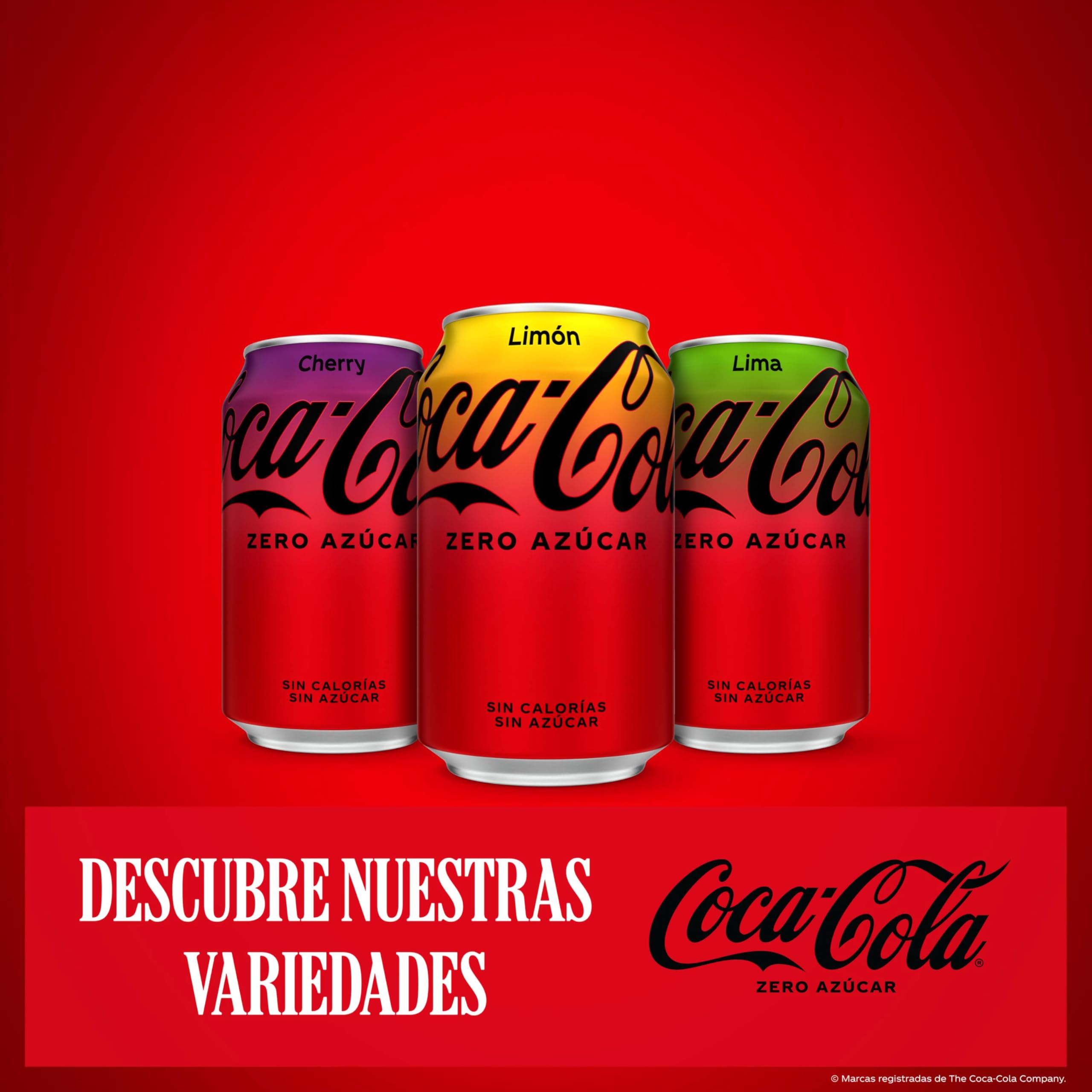 Coca-Cola Zero, Refresco de Cola sin Azúcar sabor Limón - Pack 24 latas de 330 ml