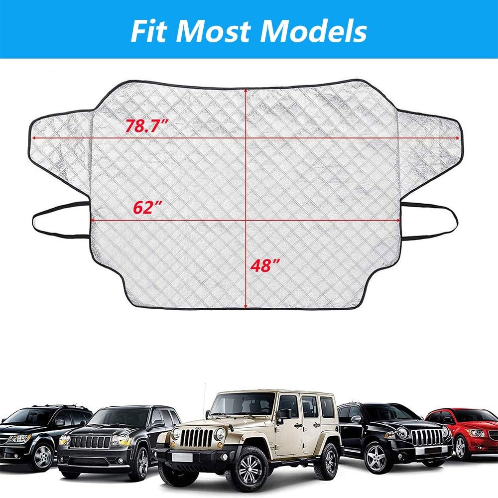 HEHUI Car Windshield Sunshade ,Car Windshield Cover with 4 Layers Protection,Snow,Ice,Sun,Frost Defense,Extra Large Windshield Winter Cover Fits Most Cars and SUV