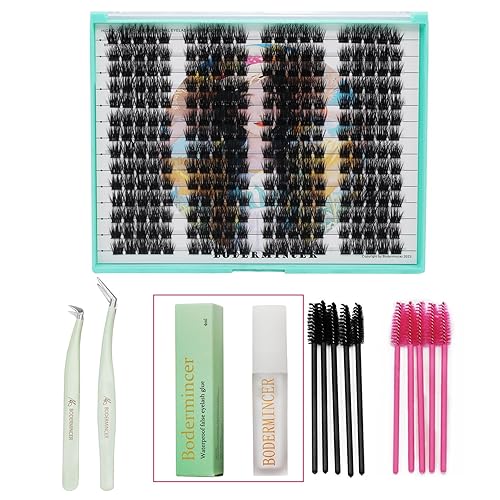 Bodermincer XXXL Tray D Curl 280 racimos de extensiones de pestañas para bricolaje en casa (kit de pestañas de 0.472 in)