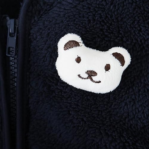 Miniatura 4 de Chaqueta con capucha orejas de oso y cremallera para niños pequeños, abrigo cárdigan bonito para bebés y niñas prendas, Azul oscuro