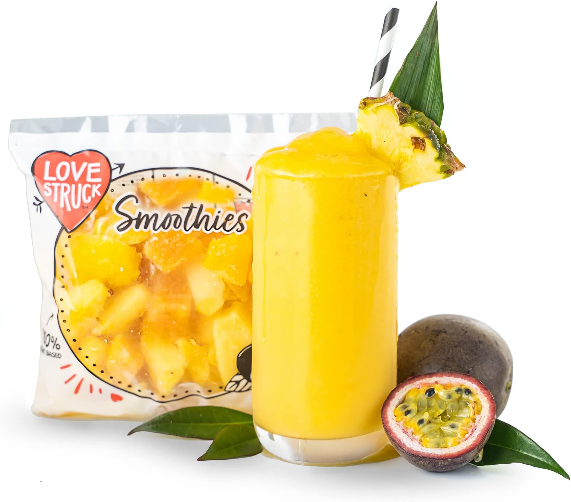 Love Struck Smoothie Bundle, Pash N Shoot, Pack of 20 Frozen Fruit Sachets, Simply blend with juice or water for the perfect smoothie every time. High fibre, low fat. Good Mood Food.…