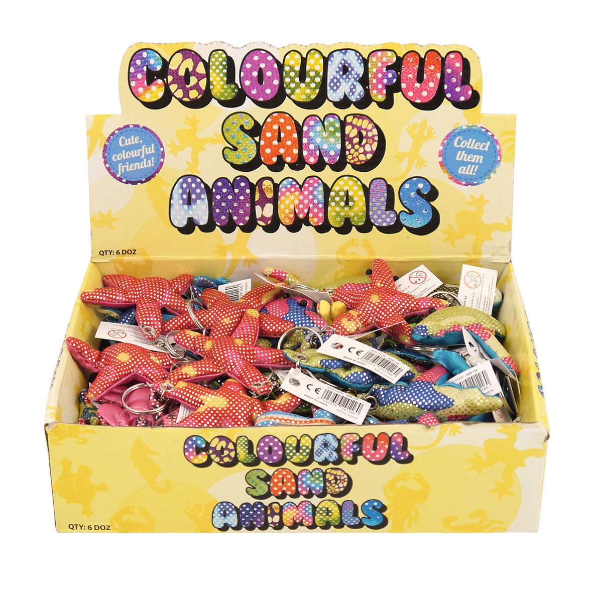 HENBRANDT Sand Animals Novelty Animal Keyrings Wholesale Box (Pack of 72)
