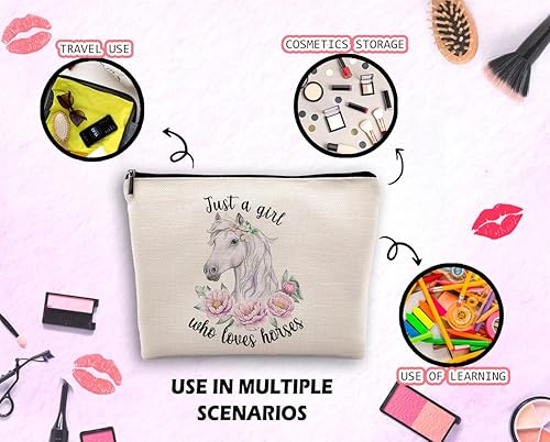 Miniatura 3 de Just A Girl Who Loves Horses - Bolsa de maquillaje floral para caballos, Color-1