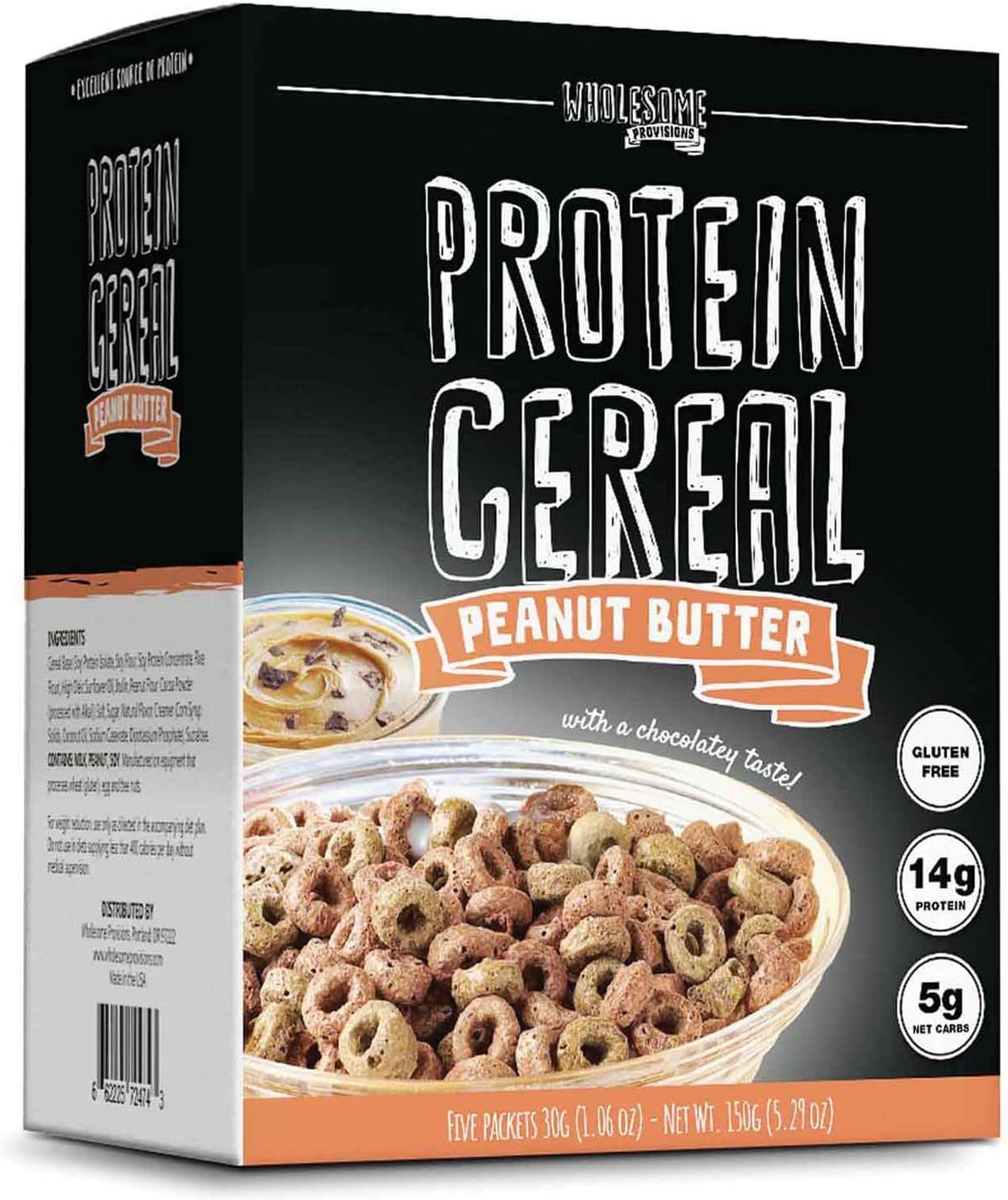 Protein Cereal, Low Carb Cereal, High Protein Cereal, 15g Protein, 4g Net Carbs, High Performance Cereal, 5 Individual Macro-Controlled Packages (Peanut Butter)
