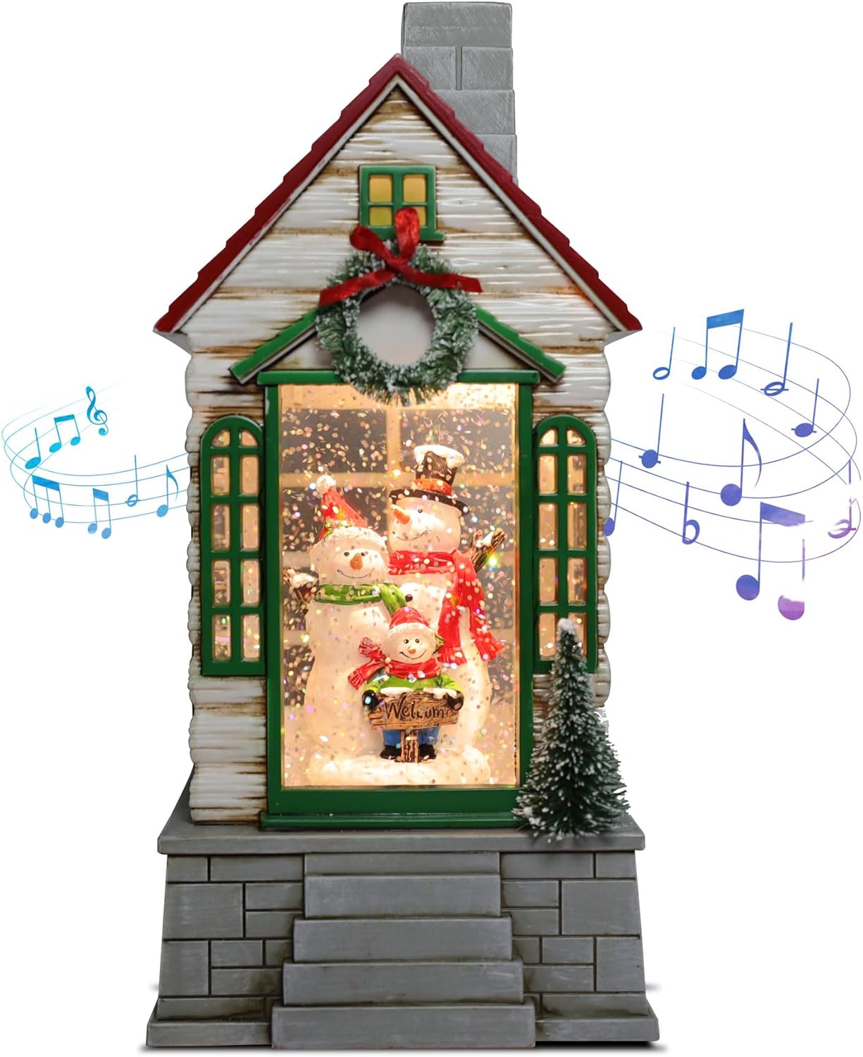 LAMPHOME Christmas Lantern,Christmas Snow Globe,Christmas Decorations with Music,Christmas Day Gifts Used for Garden Decoration, House Decoration, Christmas Decorations Indoor (Snowman Xmas)