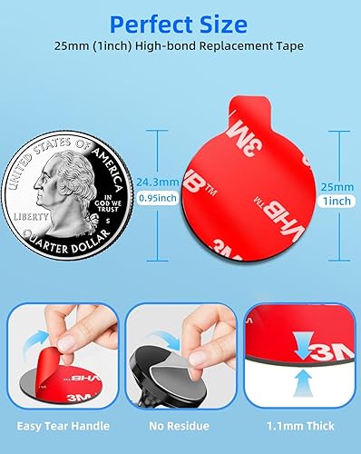 Miniatura 2 de 10 almohadillas adhesivas adhesivas 3M para soporte magnético de teléfono de automóvil, cinta redonda VHB de doble cara de 1 pulgada de repuesto