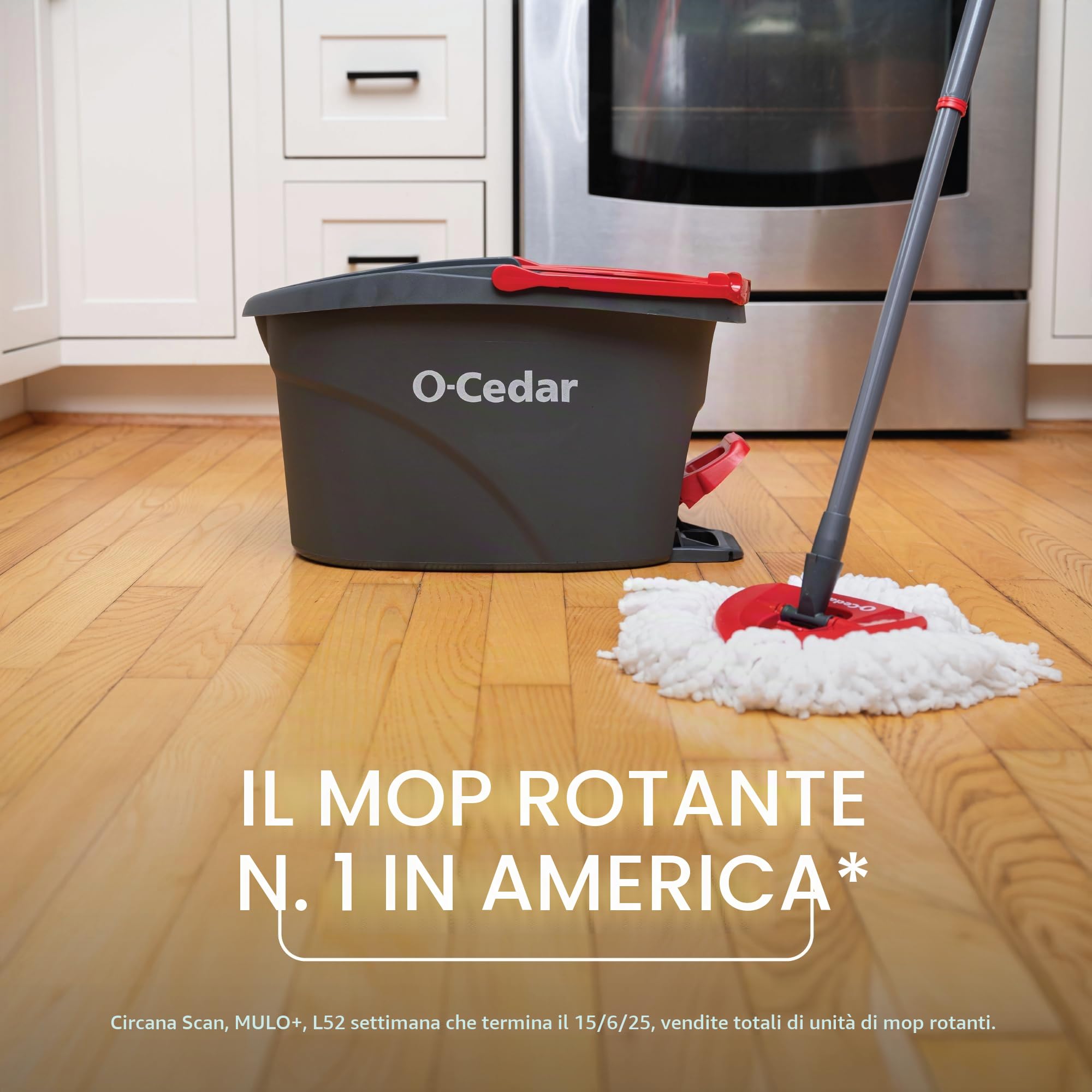 O-Cedar, Mocio rotante, rosso, grigio, con 4 ricariche extra