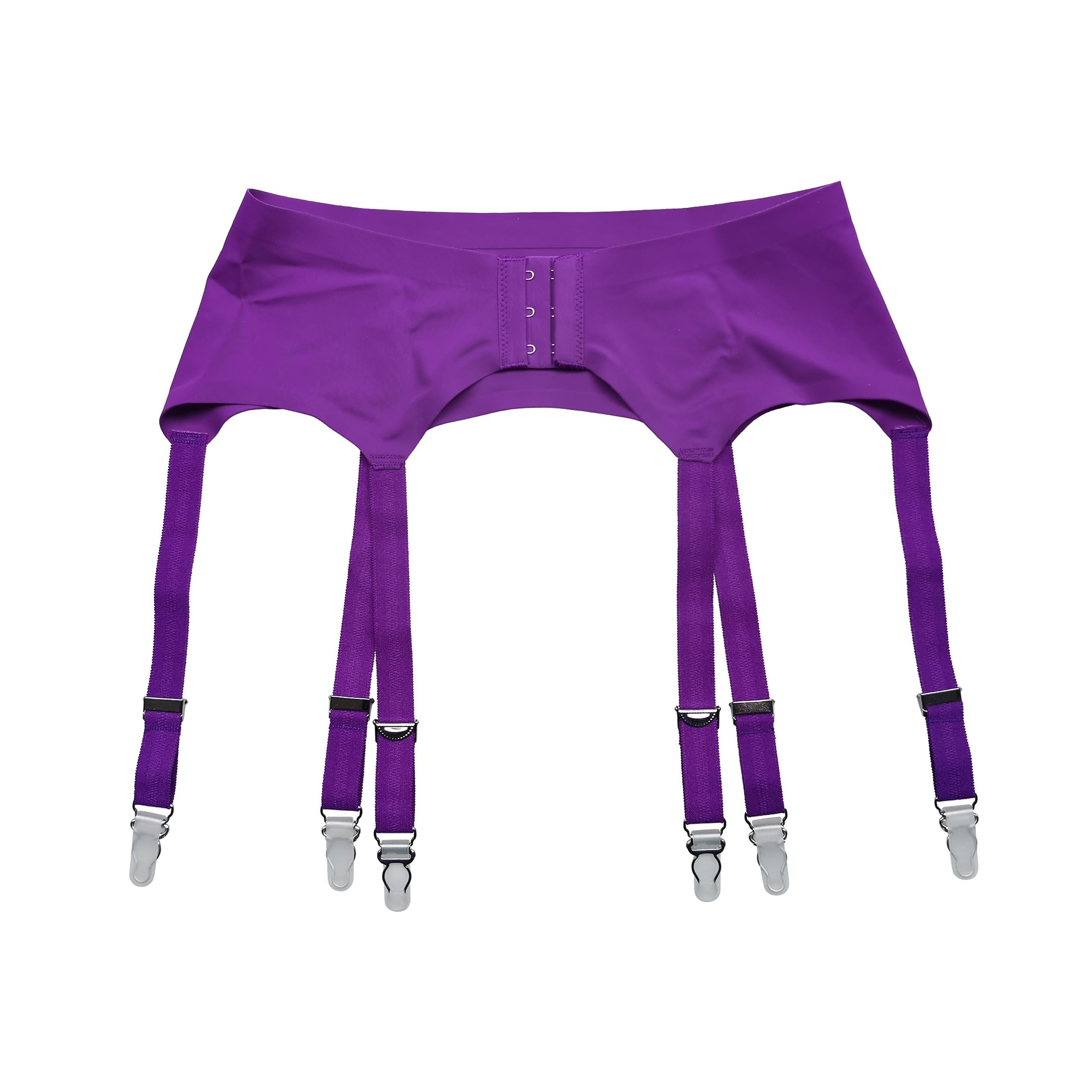 Purple Plus Size Metal Buckles 6 Wide Straps Sexy Women Seamless Garter Belt for Stockings S504P: Large Purple