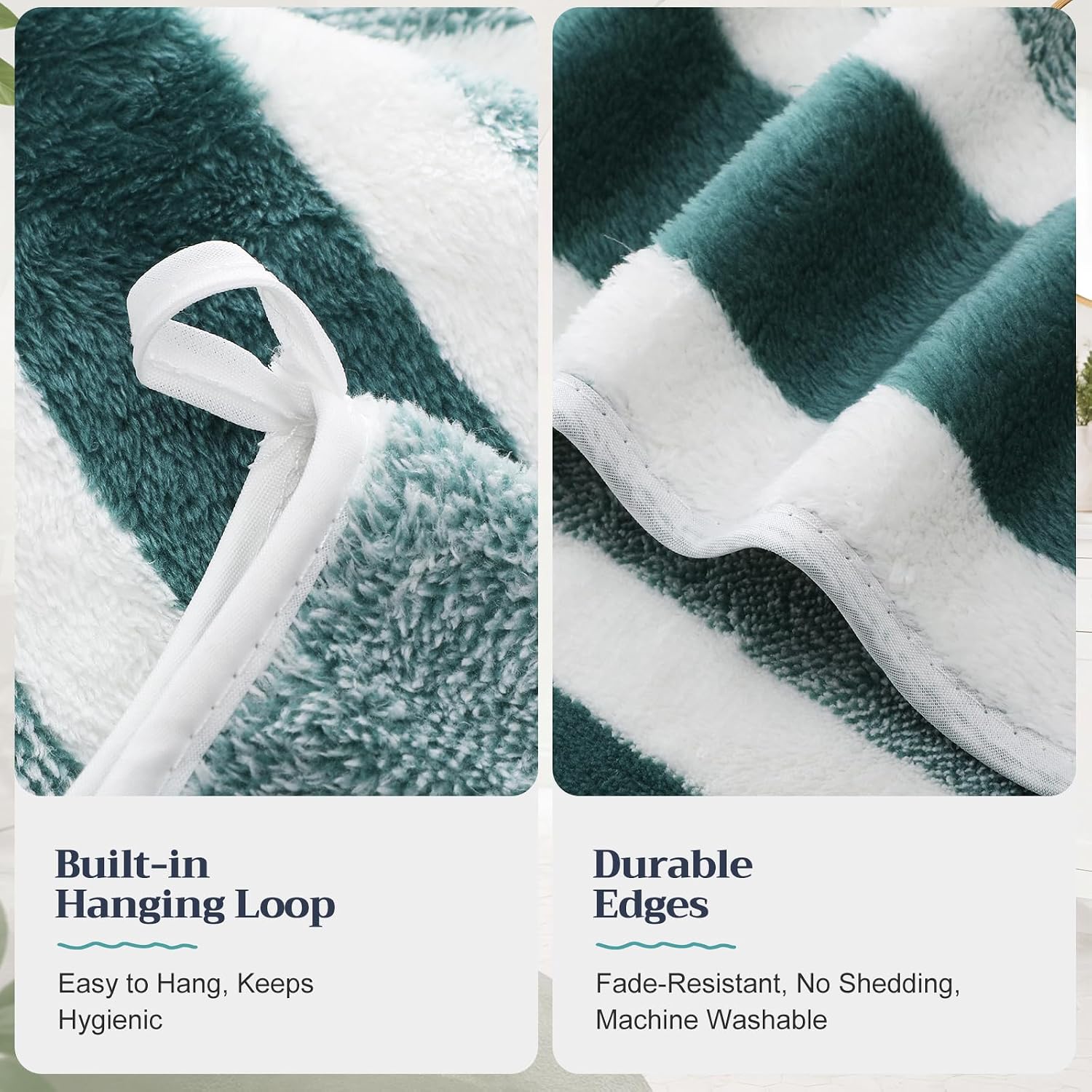 4 Pcs Large Microfiber Bath Towel Set, 27.5" x 55" Striped Quick Dry Coral Fleece Shower Towel Pink Grey Blue Green Absorbent Soft Towels with Hang Loop for Body Pool Gym Beach Home