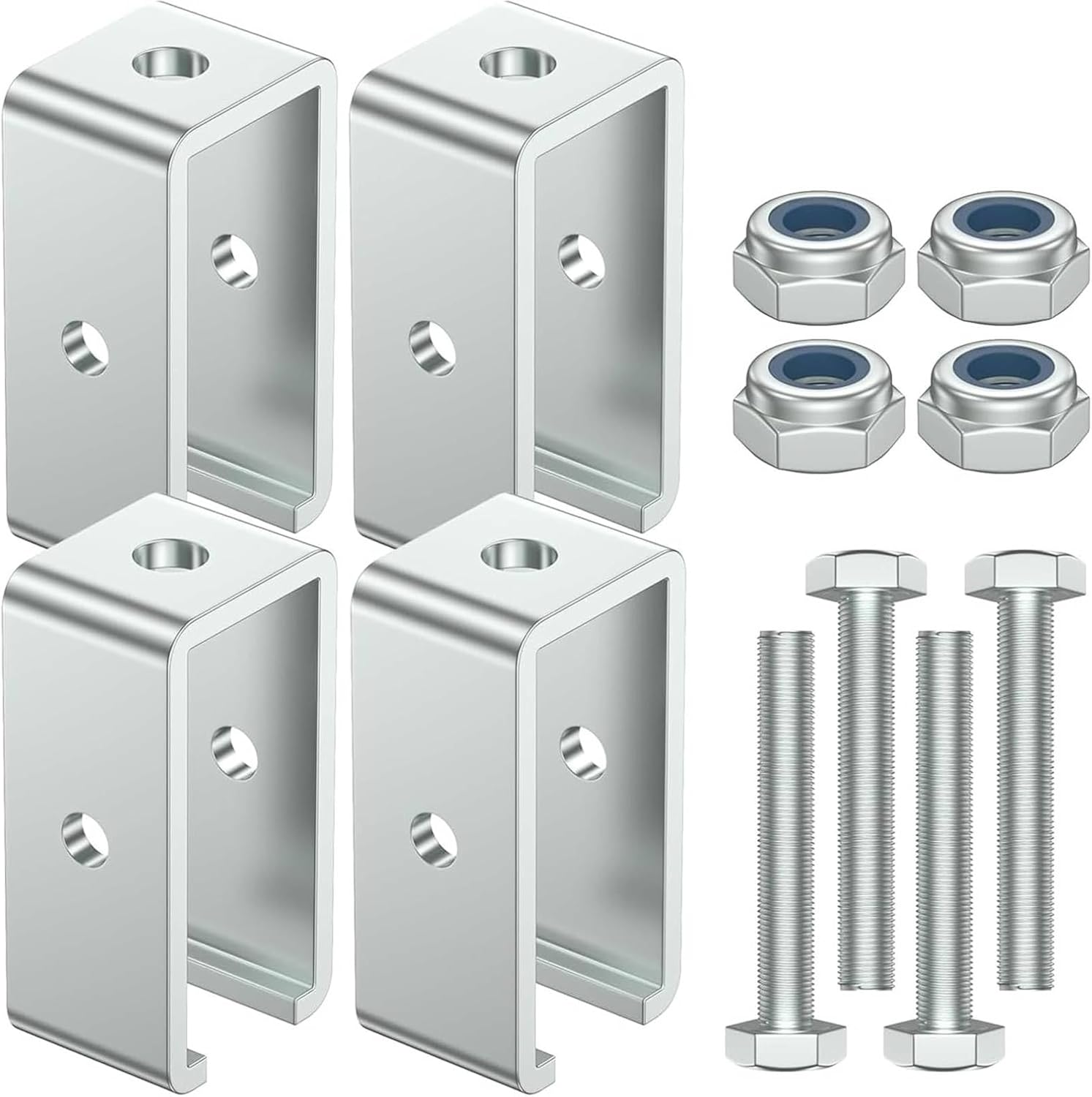 Channel Trolley Track Hanger Bracket for Strut Channel, 1-5/8" Intermediate Support Hanger Bracket for All 1-5/8" Channel Trolley Track (Silver-8 Pack)