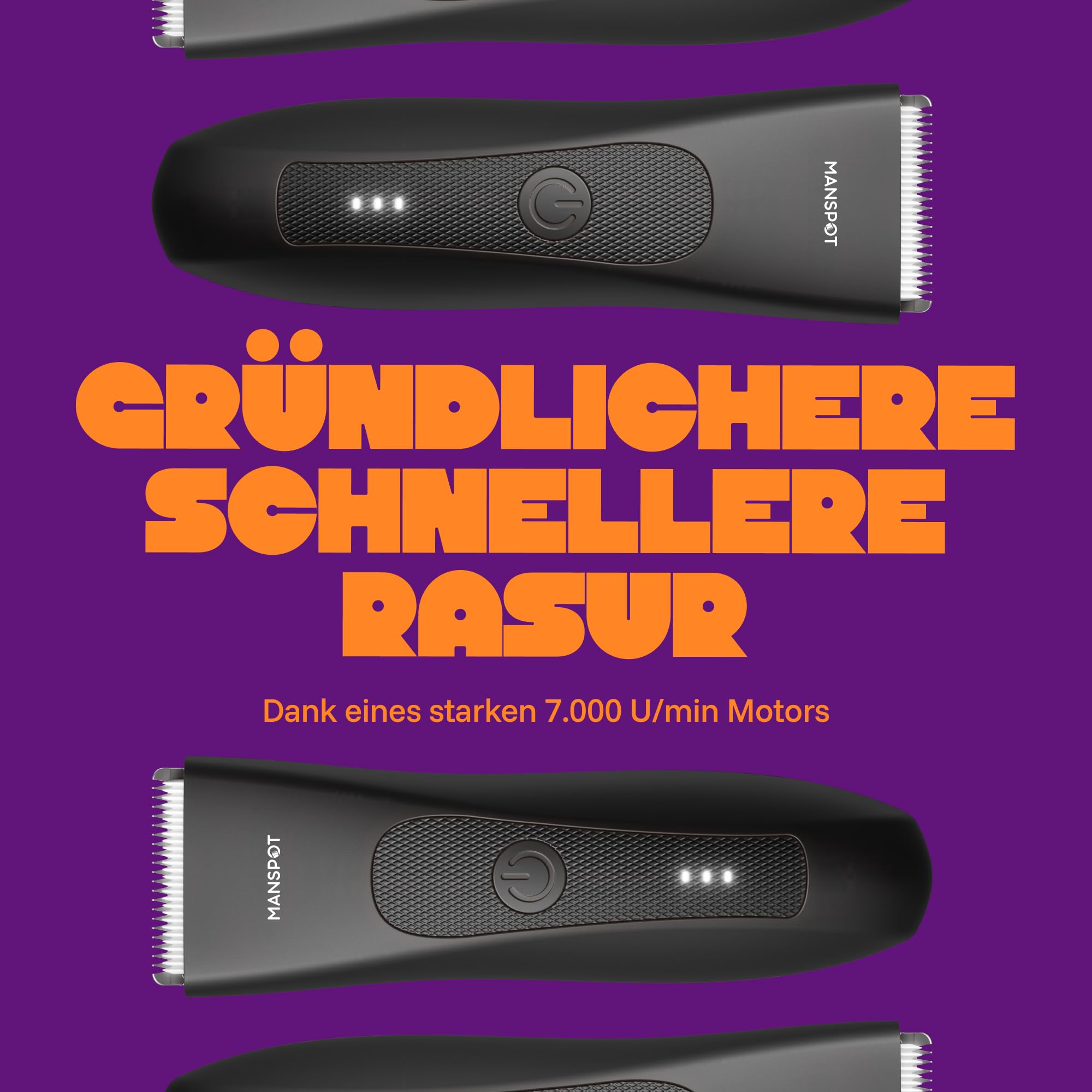 MANSPOT Intimrasierer Mann–Körperrasierer mit Keramikklinge & Abgerundeten Spitzen, Hautfreundlicher Intim Rasierer Elektrisch für Intimbereich & Körper, IPX7 Wasserdicht, 4 Aufsteckkämme