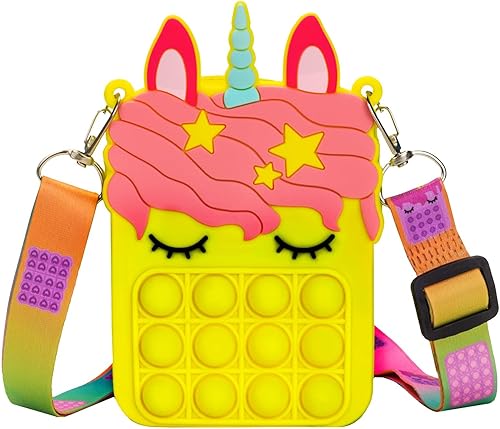 civan Minibolsa amarilla cruzada para niñas y niños, 2 en 1, juguete de burbujas para presionar para la ansiedad, de silicona, de dibujos animados disponible en Yaxa Colombia