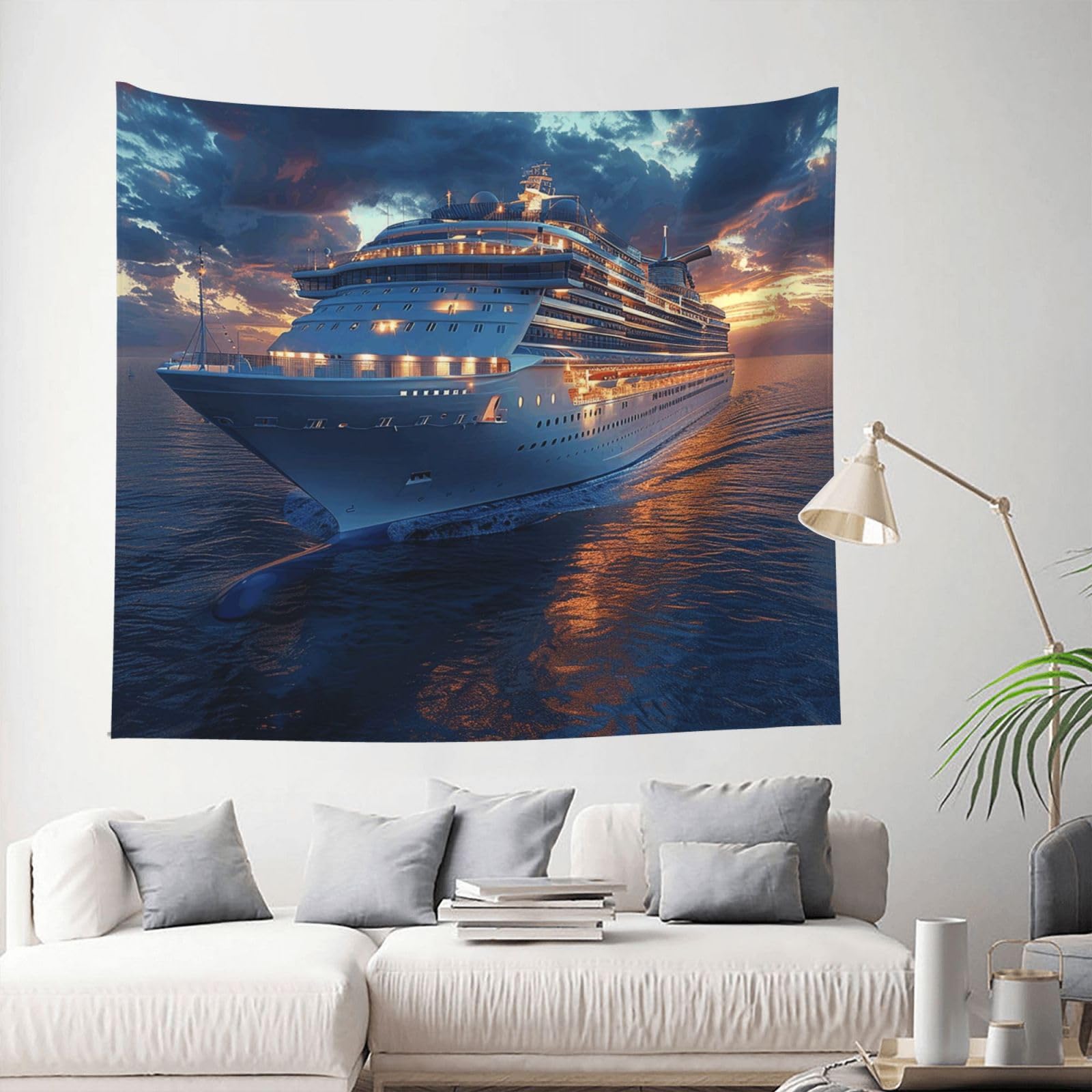 QLDETUPWLX Tapestry 153 X 130 CM Inches Wall Hanging for Living Room Cruise Ships Tapestrys Home Decor Soft Aesthetic Tapestries Hanging Decor Blanket Wall Tapestry for Bedroom Dorm Indoor Outdoor