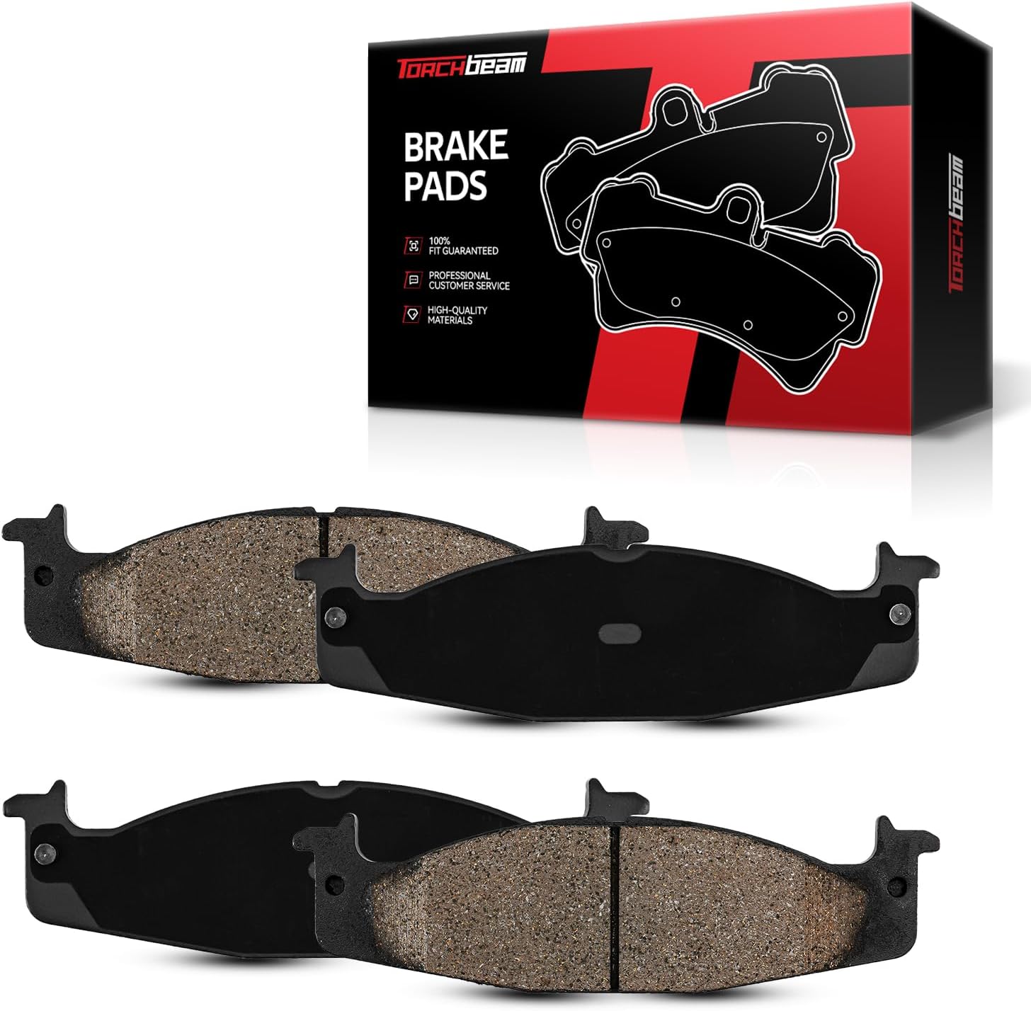 Torchbeam D632 Front Ceramic Brake Pads Sets Fit Compatible With 1994-1996 Ford F-150, 1994-2002 Ford E-150 Econoline, 1994-1996 Ford Bronco, 1994-2002 Ford E-150 Econoline Club Wagon, 2003 Ford E-150