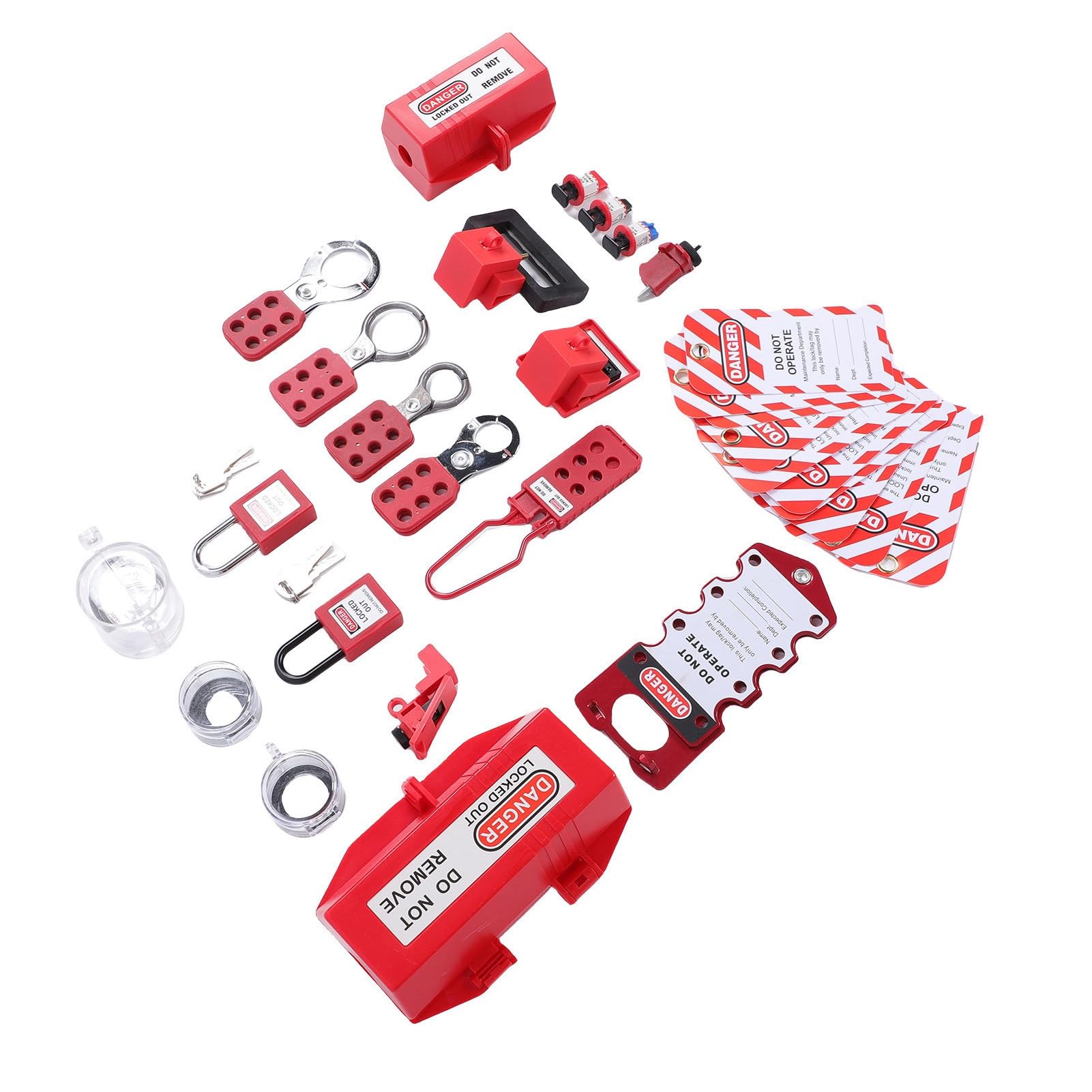 Kit de Etiquetado de Bloqueo, Bolsa de Nailon Resistente que Cumple con OSHA con 5 Candados de Acero 5 Candados de Nailon Kit de Seguridad Loto, Dispositivo de Bloqueo Eléctrico con