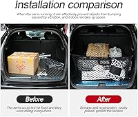 Vista 4 de Red de carga trasera para automóvil, red organizadora de almacenamiento elástica ajustable, red de almacenamiento de carga para maletero, ajuste