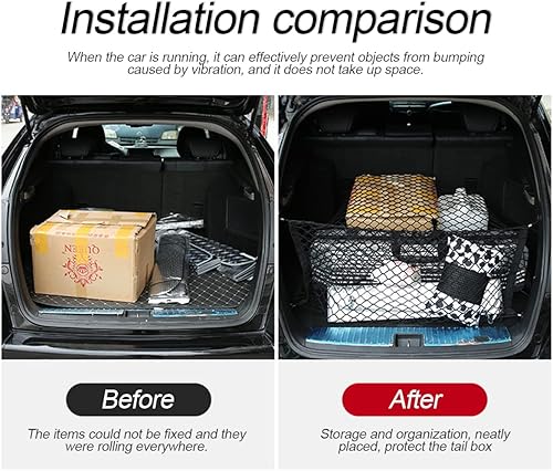 Miniatura 18 de Red de almacenamiento para carga trasera de automóvil, ajustable y elástica, red de almacenamiento para maletero de carga, ajuste universal