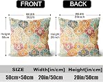 Boho Throw Pillow Covers 20x20 inch Set of 2,Soft Pillowcases Bohemia Carpet Pattern Decorative Sofa Living Room Bed Square Pillow Case Cushion Cover-Cream Color