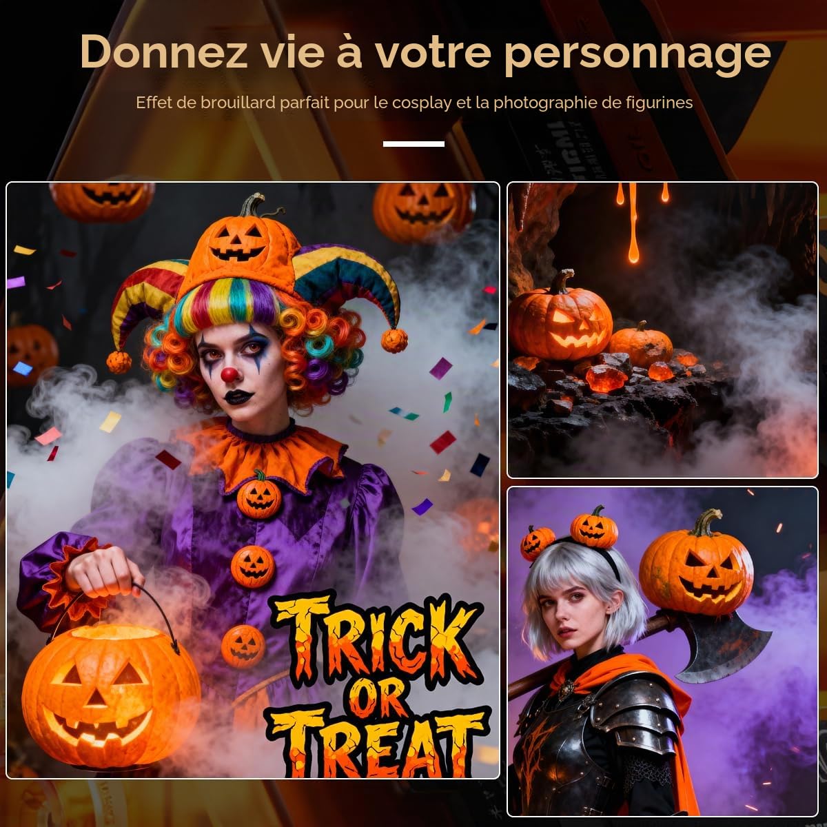 Machine à brouillard portable rechargeable, LENSGO SMOKE MASTER PRO 100W Machine à fumée portable, télécommande extérieure et intérieure pour la photographie, Halloween, fête, effets de scène