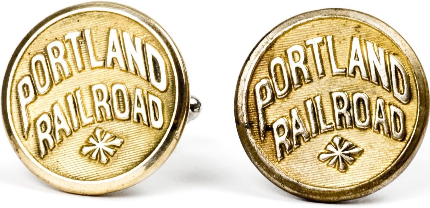 Compass Rose Men's Silver and Brass Vintage Portland Railroad Cufflinks