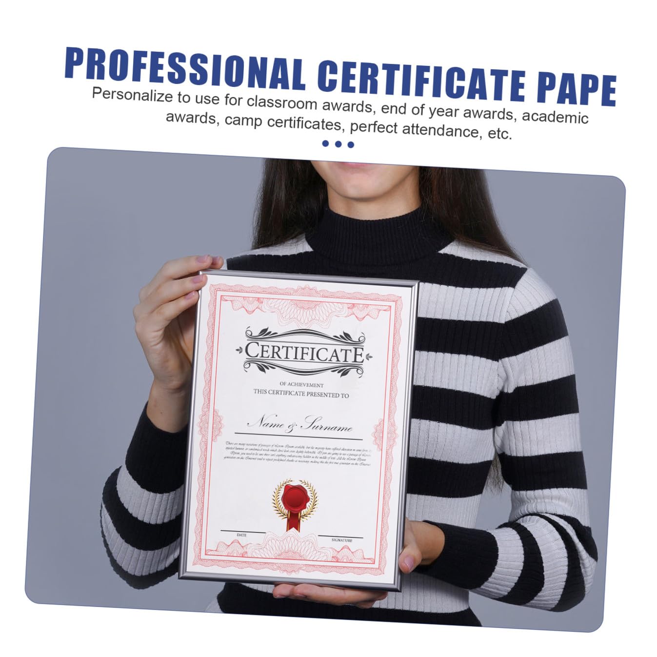 50 Hojas de Papel Rojo Imprimible para Certificados de Reconocimiento y Agradecimiento, Material Suave de 150g Adecuado para Uso en Oficina y Aula Escolar