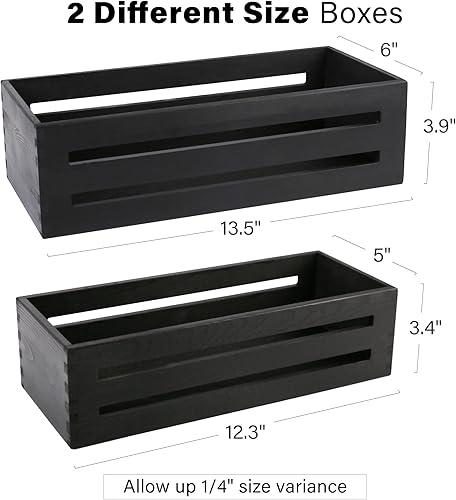 Miniatura 2 de LotFancy Caja de decoración de baño, paquete de 2 soportes de madera para papel higiénico, cesta negra para tanque de inodoro, cesta de