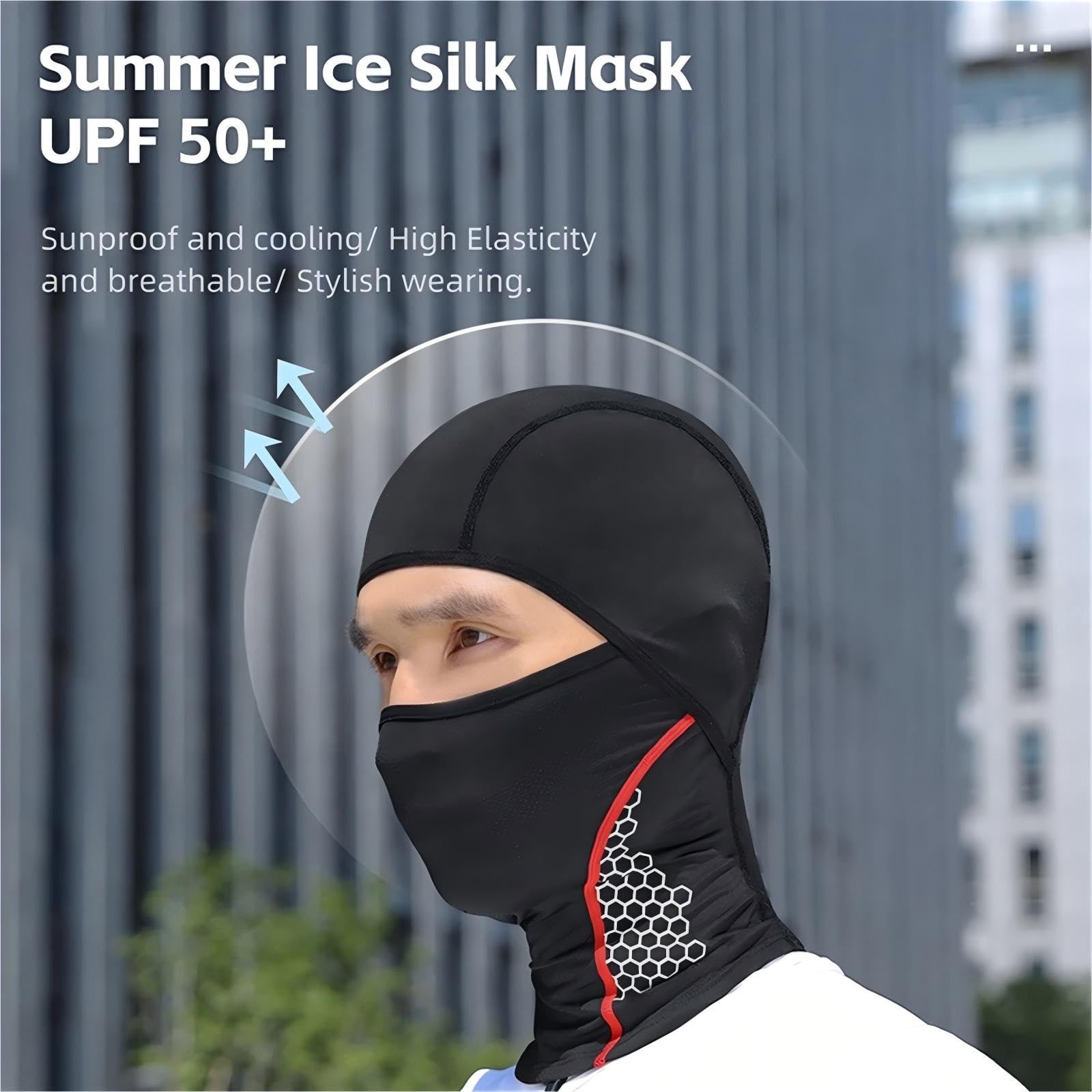 Sommer-Sturmhaube, Eisseide, Atmungsaktiv, Vollgesichtsmaske UPF50+, Fahrradkappe, Fahrrad-Kopfbedeckung, Fahrradhelm-Innenfutter, Sportausrüstung