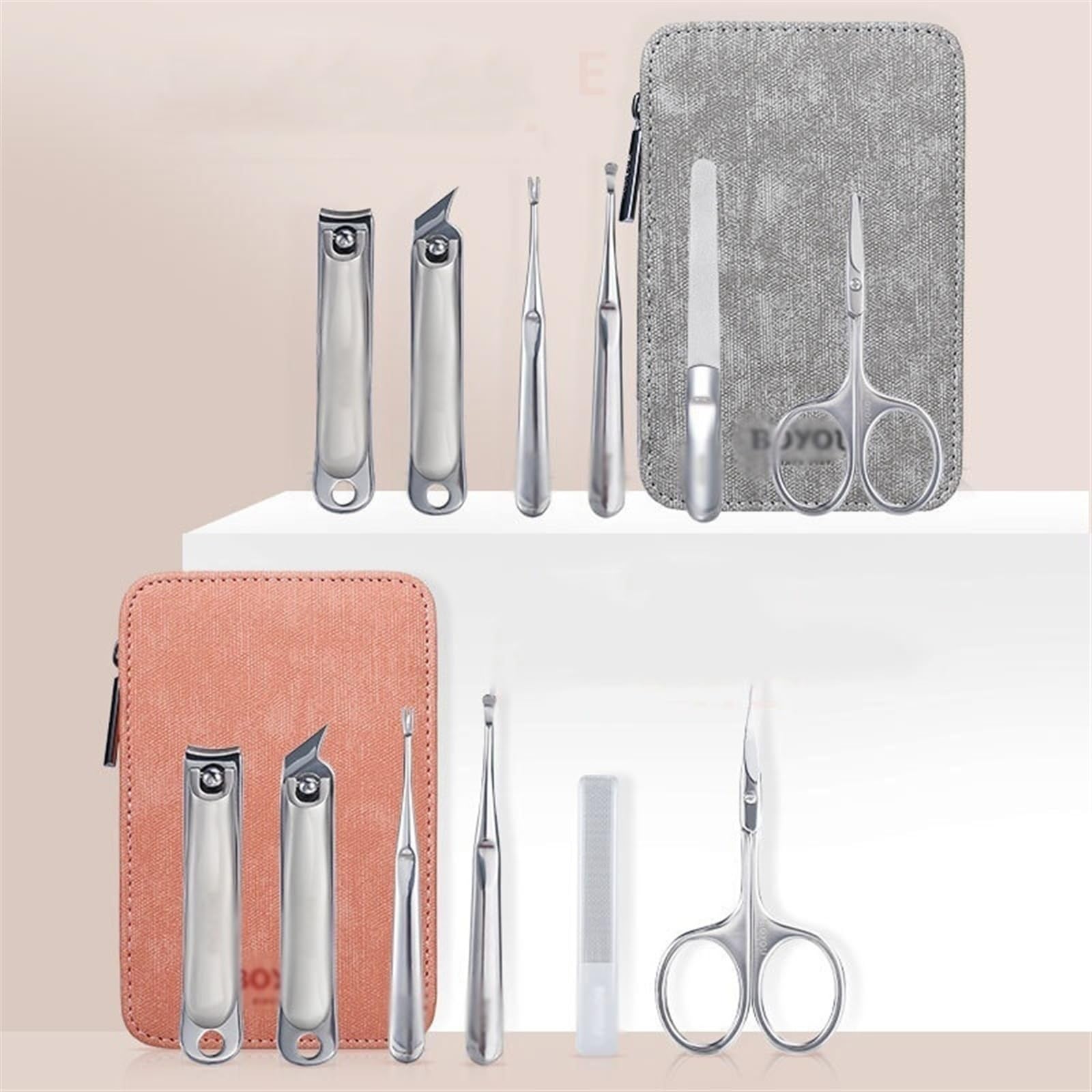 Manicure Set Nail Clipper Set, 6pcs/Set Manicure Kit, Personal Care Manicure Tools, Professional Manicure Grooming Set with PU Leather Case Manicure Nail Clippers Kit (Color : Pink)