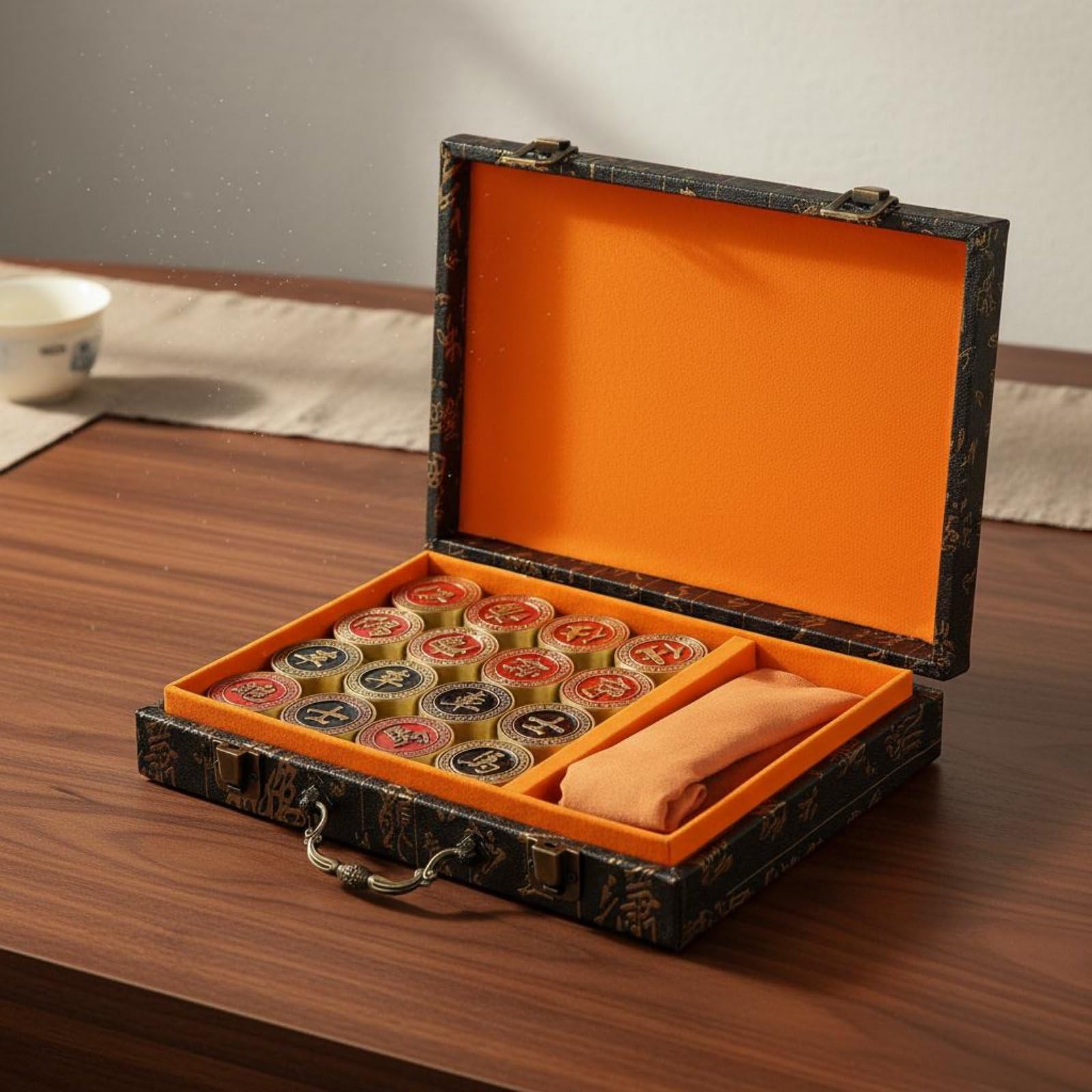 Scacchi Cinesi in Metallo con Scatola Regalo Finitura Elegante Set Scacchi Cinesi in Ottone per Collezionisti