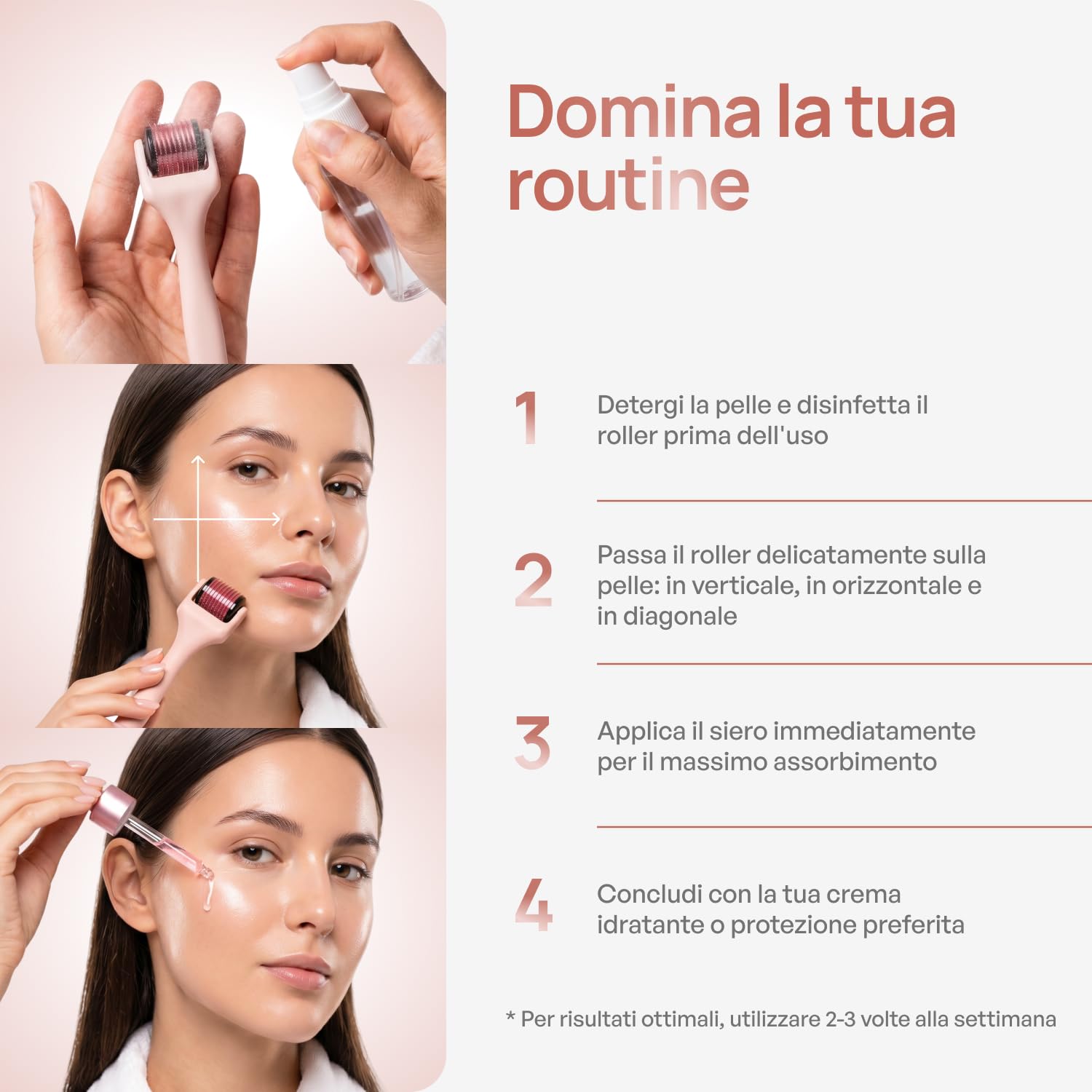 PLANTIFIQUE Dermaroller 0,25 mm – Microneedling Viso, Barba e Capelli, Rullo con Aghi in Titanio (540) – Derma Roller per Cuoio Capelluto e Viso – con Custodia