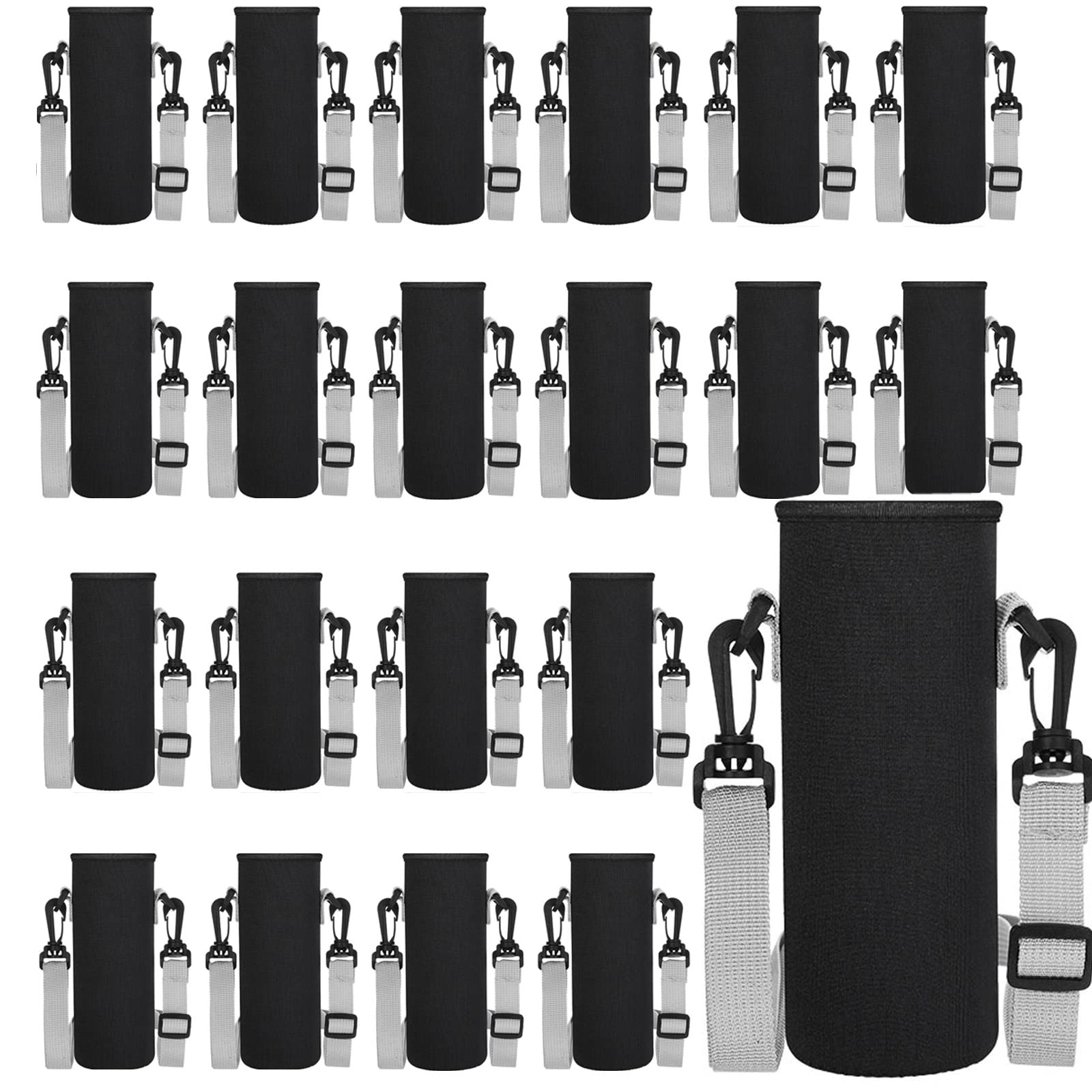 Rtteri 24 Stück Neopren-Wasserflaschenhülle mit Schultergurt, Wasserflaschenhalter, 900 ml, Wasserflaschenträger, isolierte Wasserflaschenhülle, verstellbare Wasserflaschen-Tragetasche