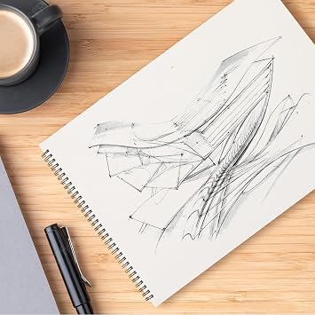 6 Pack A3 Sketchbook Landscape, Spiral Bound Sketch Pad 60 Sides 30 Sheets 160 GSM, A3 Drawing Pad for Artists, Brown