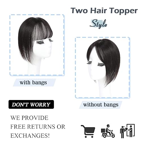Miniatura 4 de Toppers de cabello humano real para mujer, con flequillo, clip en flequillo, pelucas de cabello humano para peluquín, piezas de cabello para mujer,