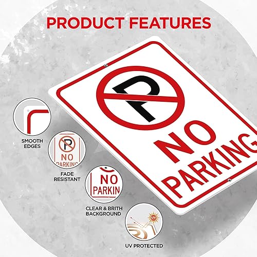 Miniatura 2 de OLANZU Señales de no estacionar  Paquete de 4 letreros de 10 x 14 pulgadas  Señales de metal de grado ingeniero de no estacionar  Señales de no