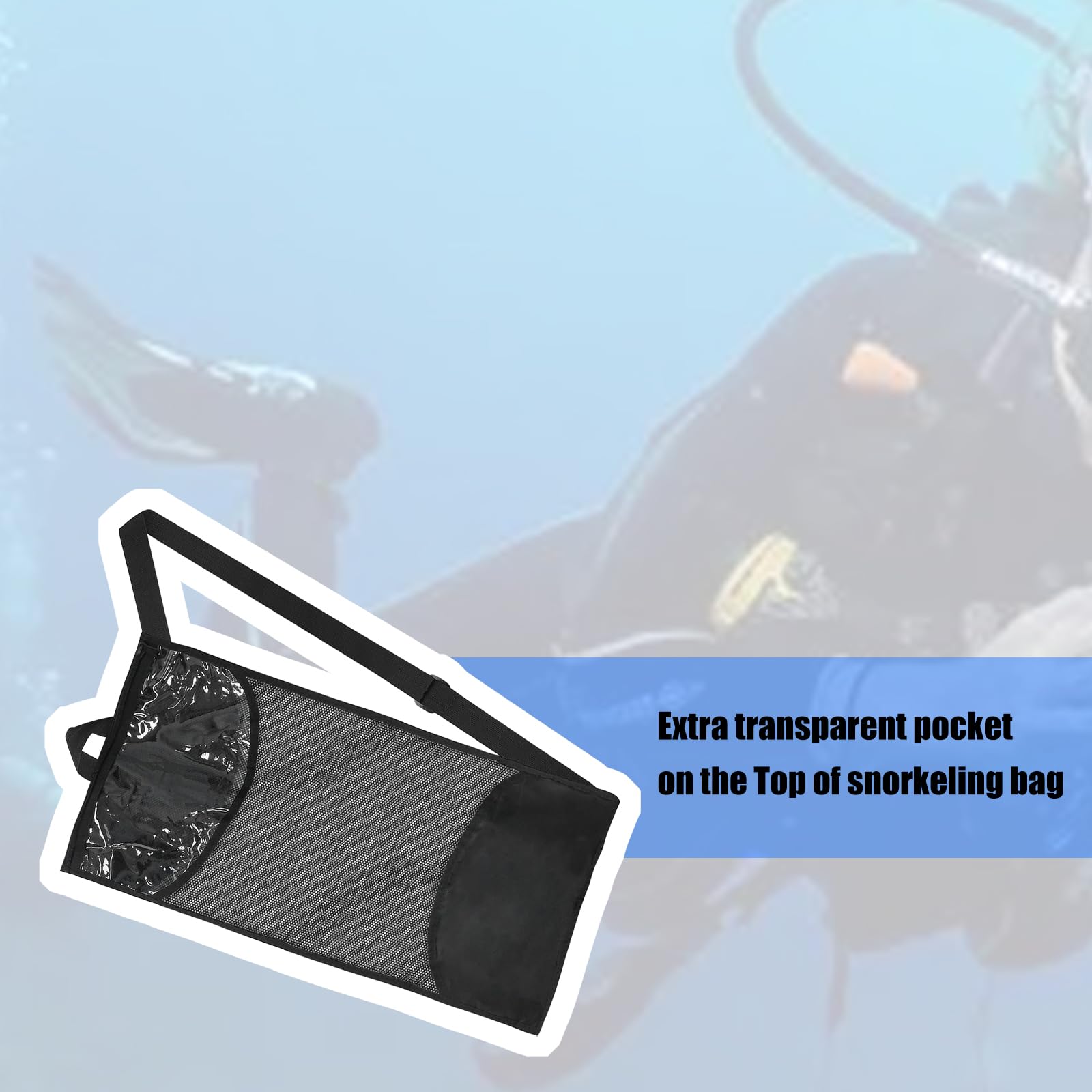 Bolsas de equipo de buceo, esnórquel, cremalleras de aleta, bolsa de malla de nailon para accesorios deportivos subacuáticos, buceo, natación