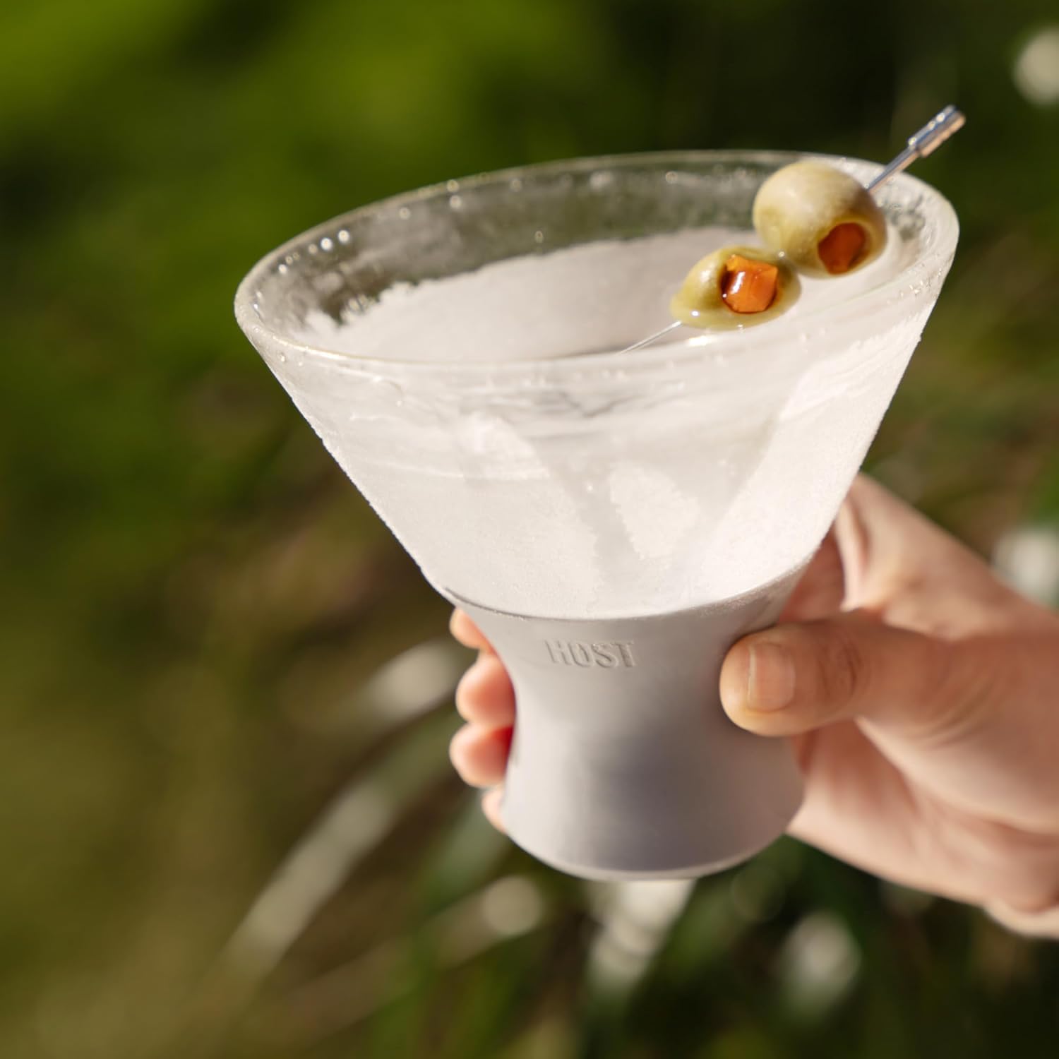 Host FREEZE Insulated Martini Glasses and Whiskey Glasses Set, Real Glass Cocktail Tumblers with Cooling Gel and Silicone Grip for Holidays, Birthday, Bachelorette Party, Home Bar Essentials, Set of 4