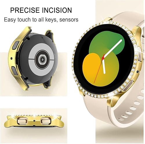Miniatura 3 de Correas compatibles con Samsung Galaxy Watch 455 Pro, correa de metal con diamantes de imitación de 0.787 pulgadas con funda protectora de repuesto
